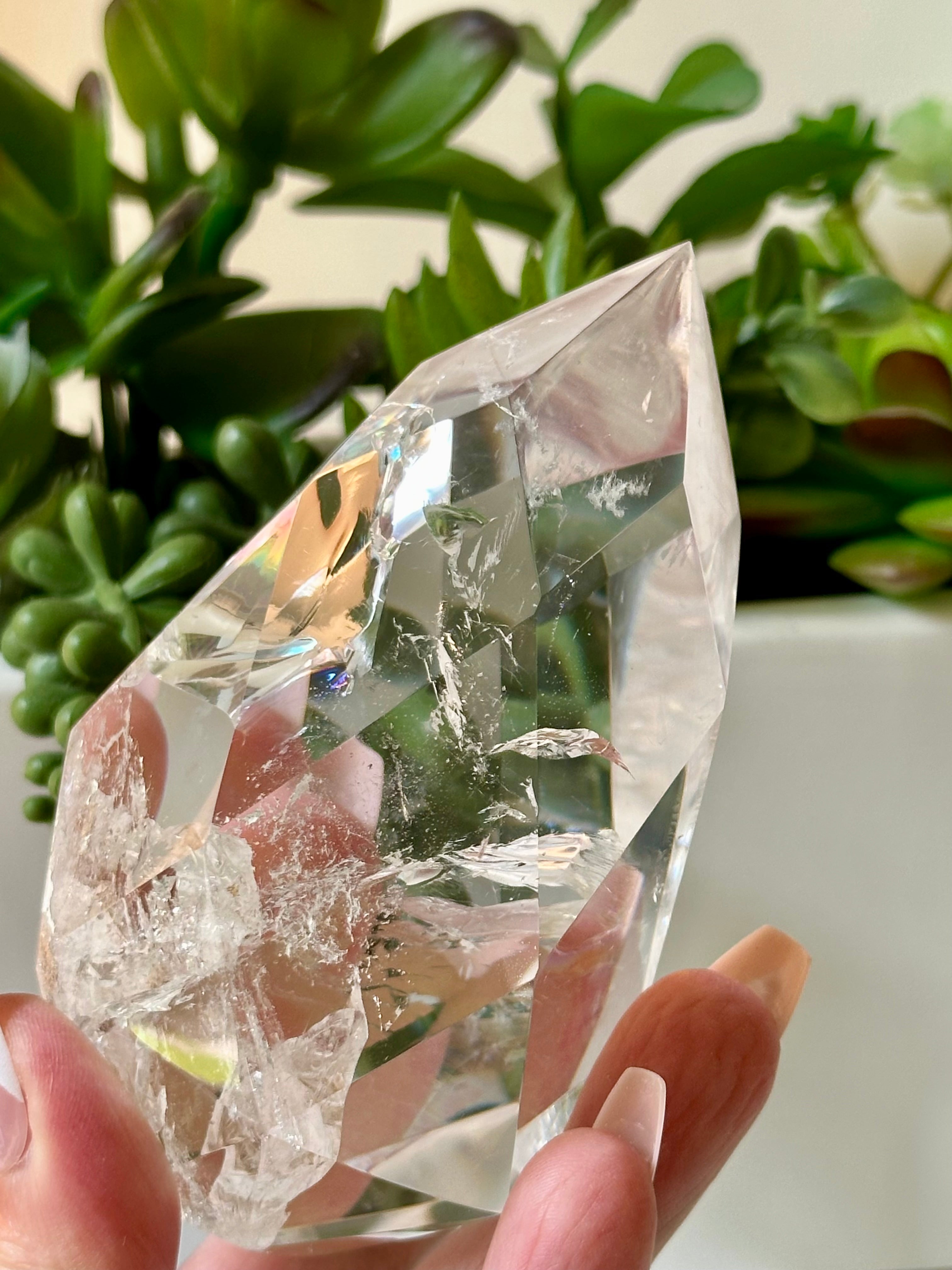 Clear quartz crystal flame