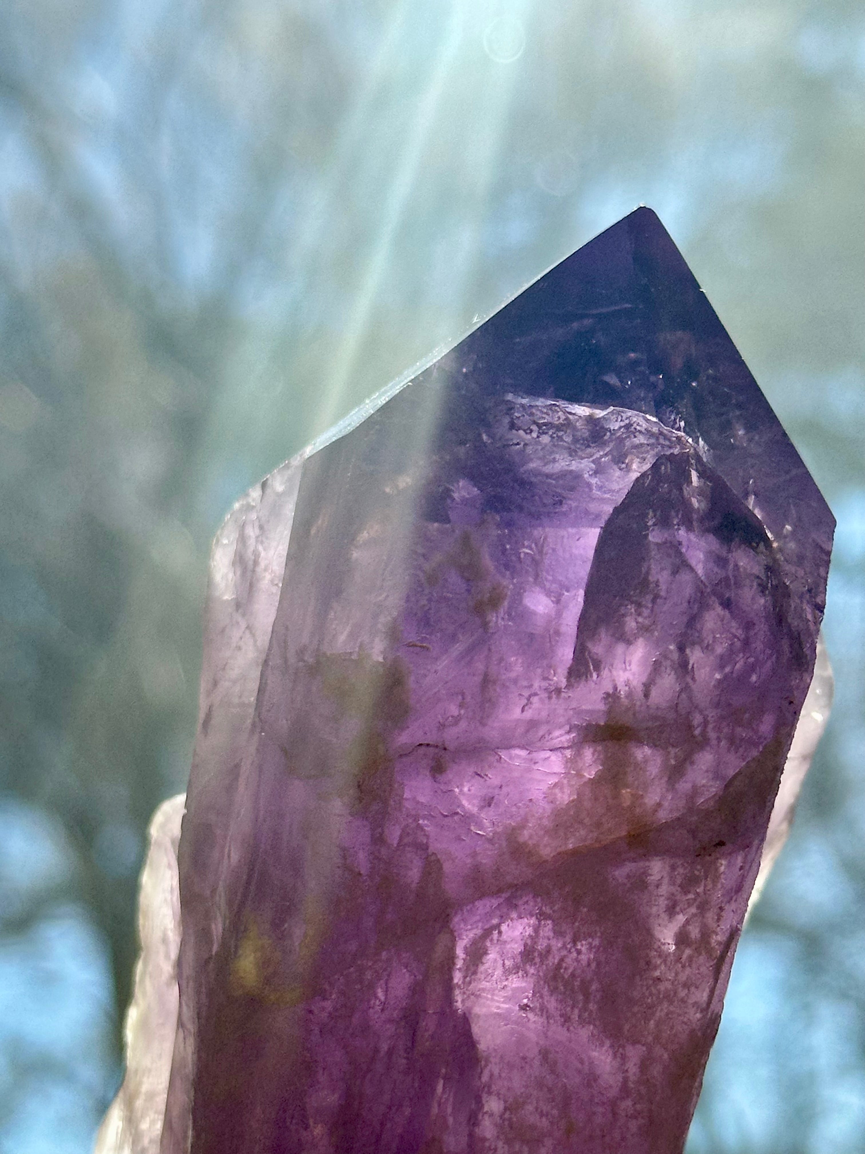 Amethyst Elestial Dragon Tooth. Natural Amethyst Wand. Brazilian Bahia Amethyst Scepter.