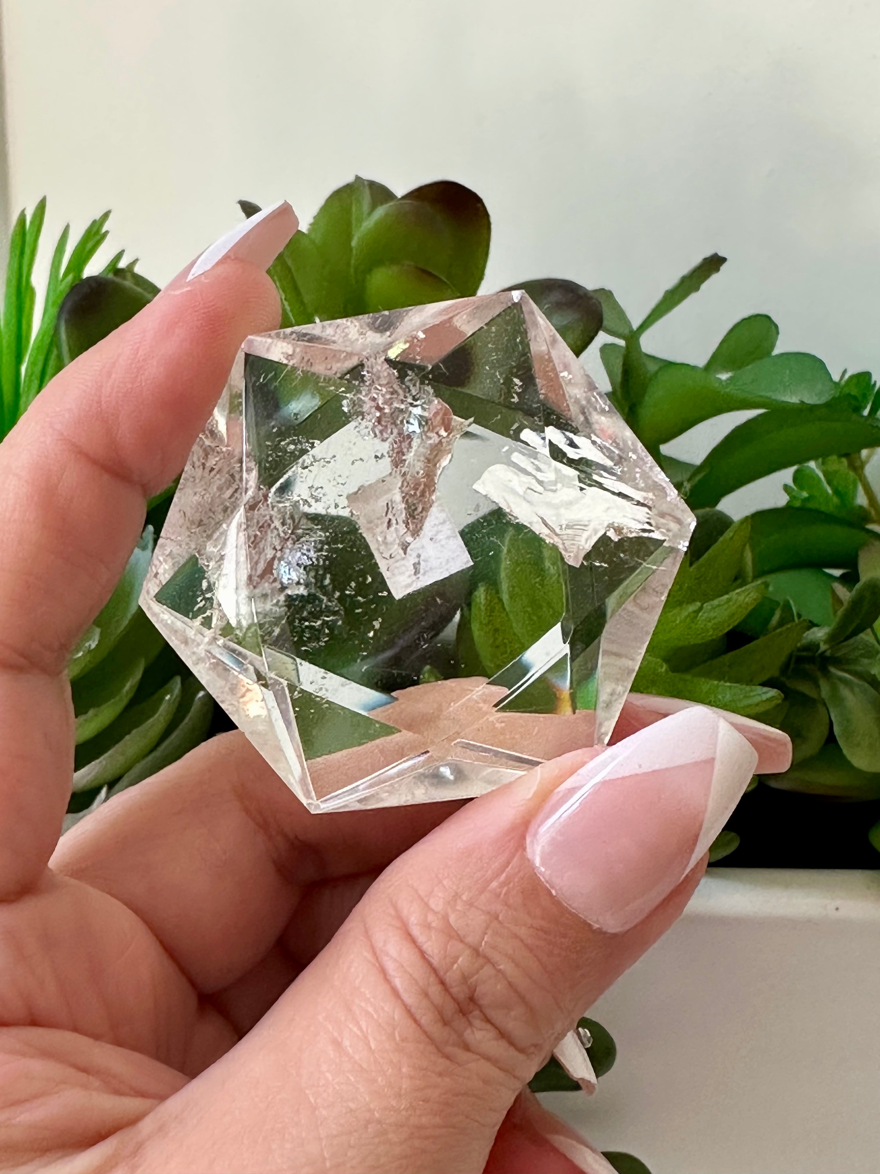Genuine Clear Quartz Star of David. Medium Hexagon Sacred Geometry