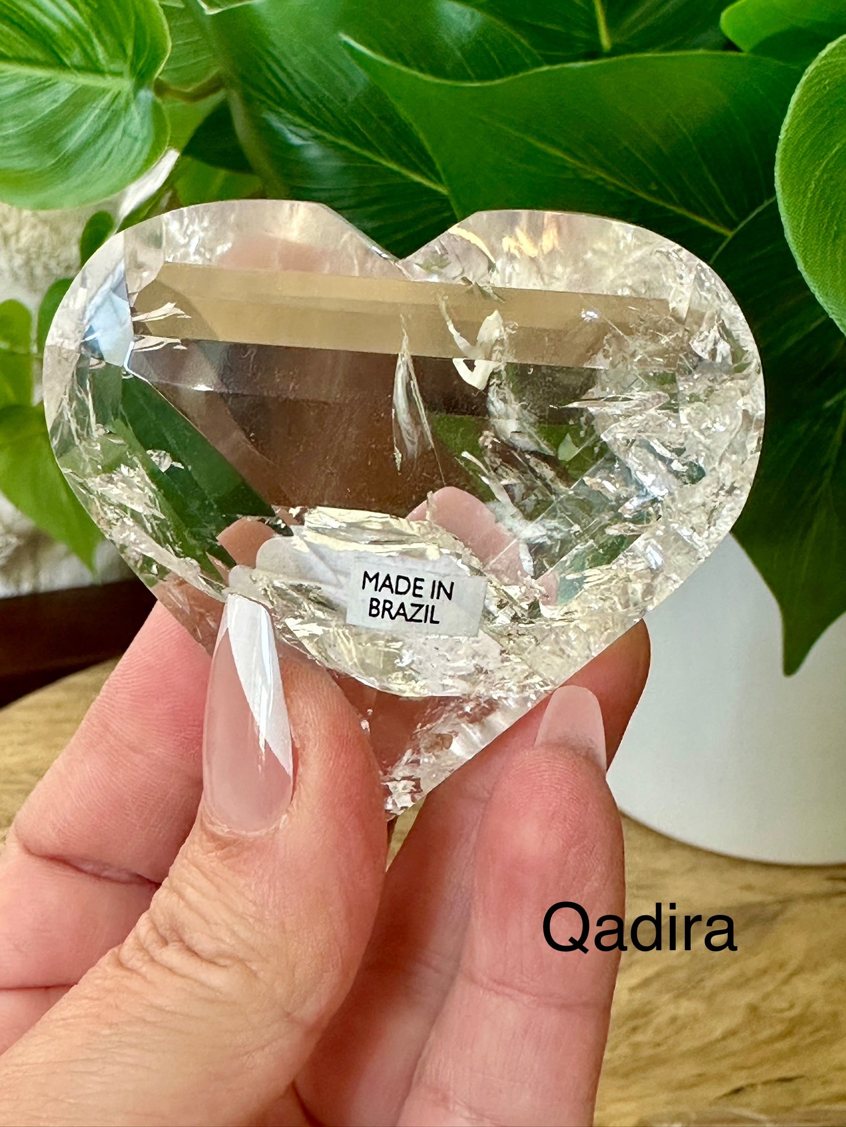Quartz Polished Hearts with Rainbows from Brazil