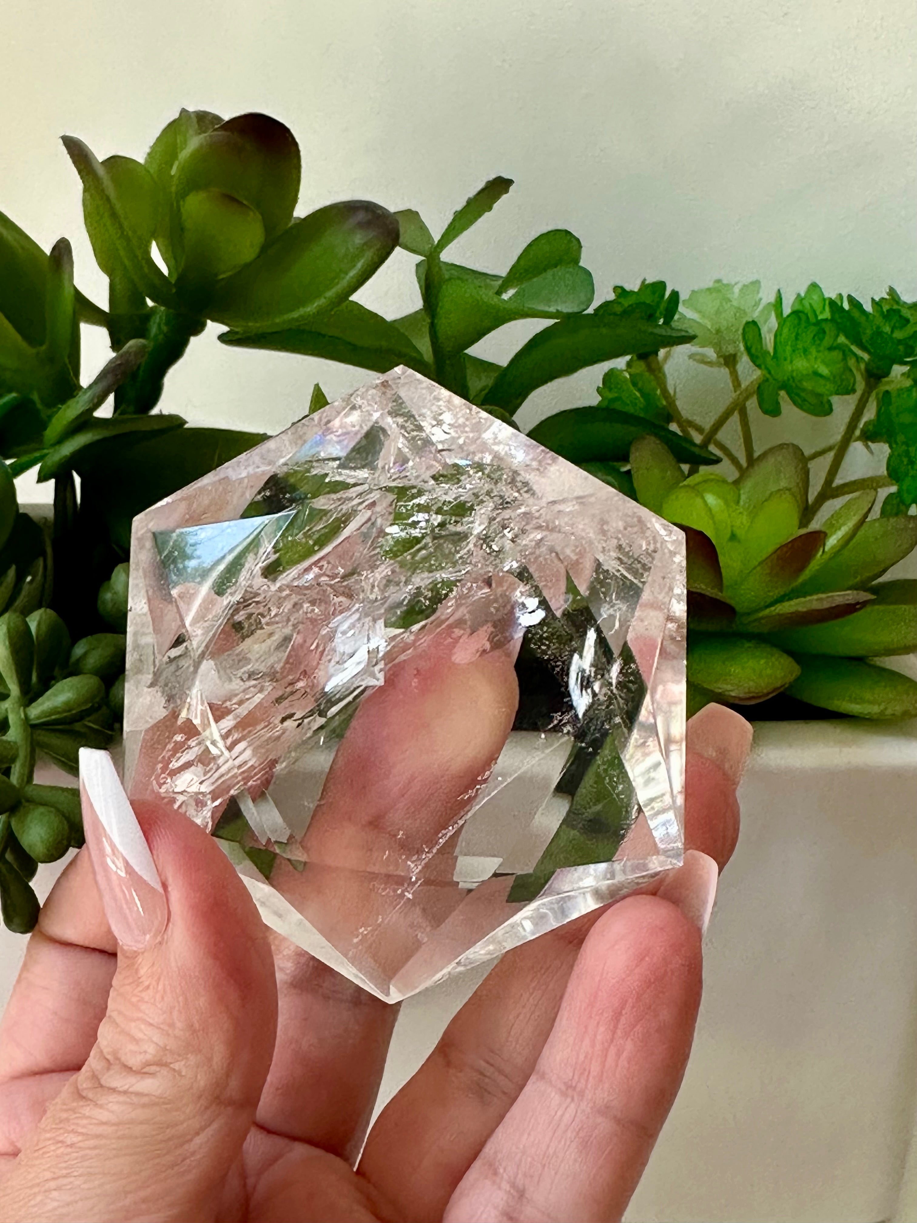 Genuine Clear Quartz Star of David. Large Hexagon Sacred Geometry