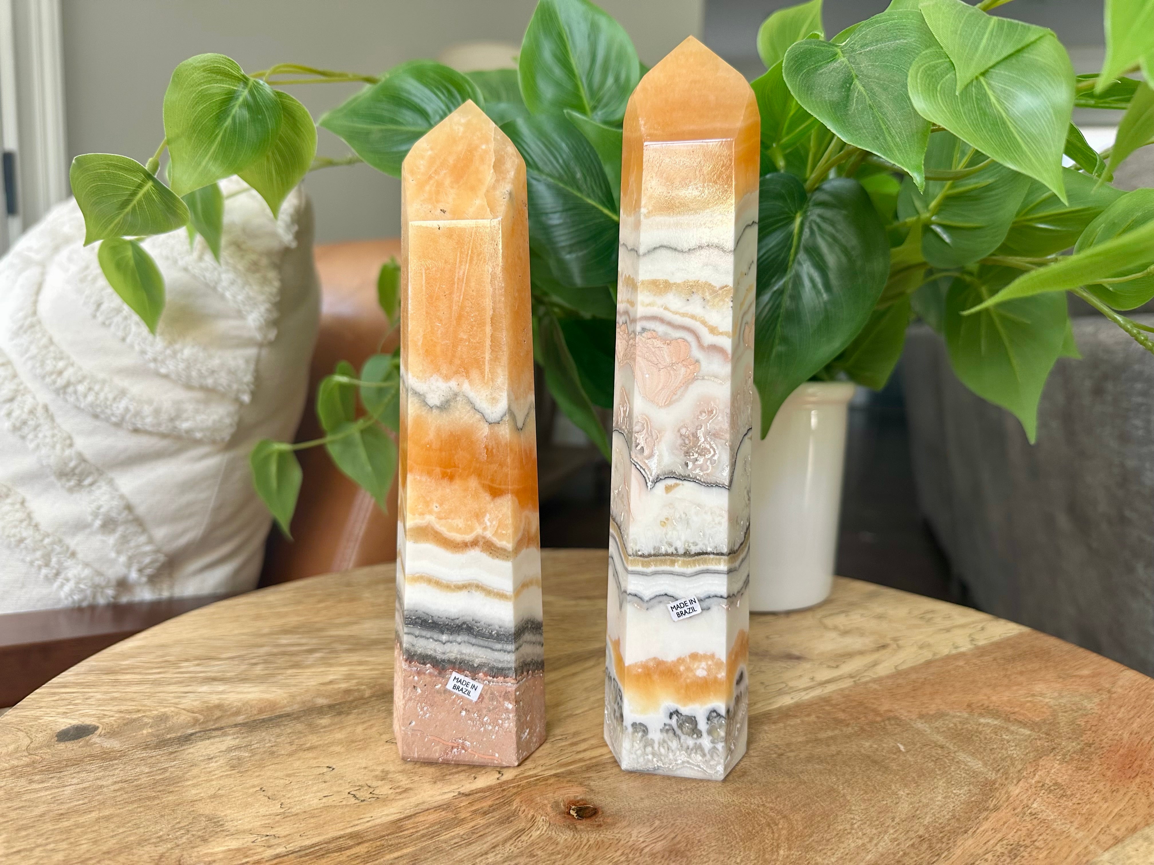 Extra Large Orange Calcite with Chalcedoni Towers