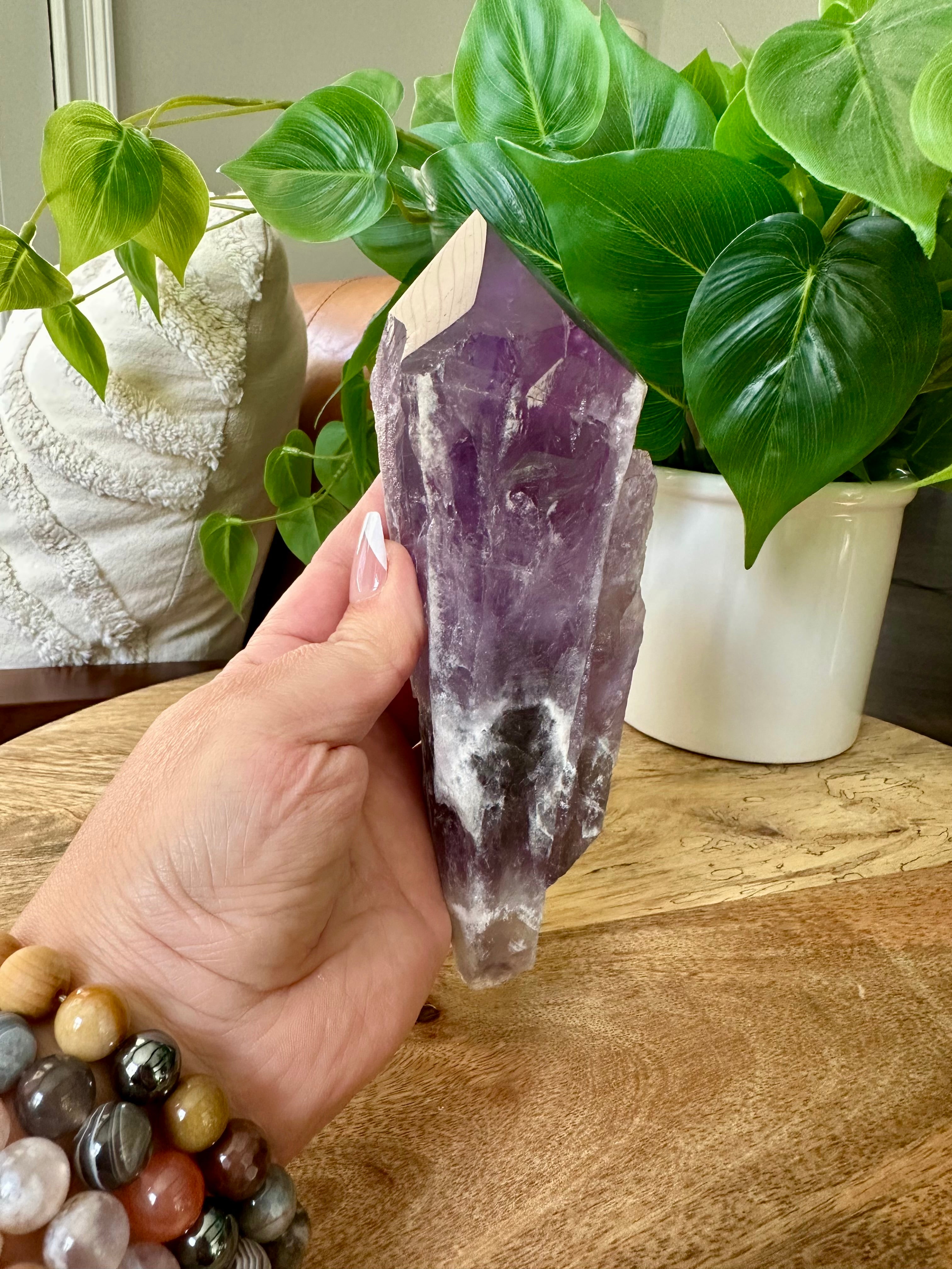 Amethyst Elestial Dragon Tooth. Natural Amethyst Wand. Brazilian Bahia Amethyst Scepter.