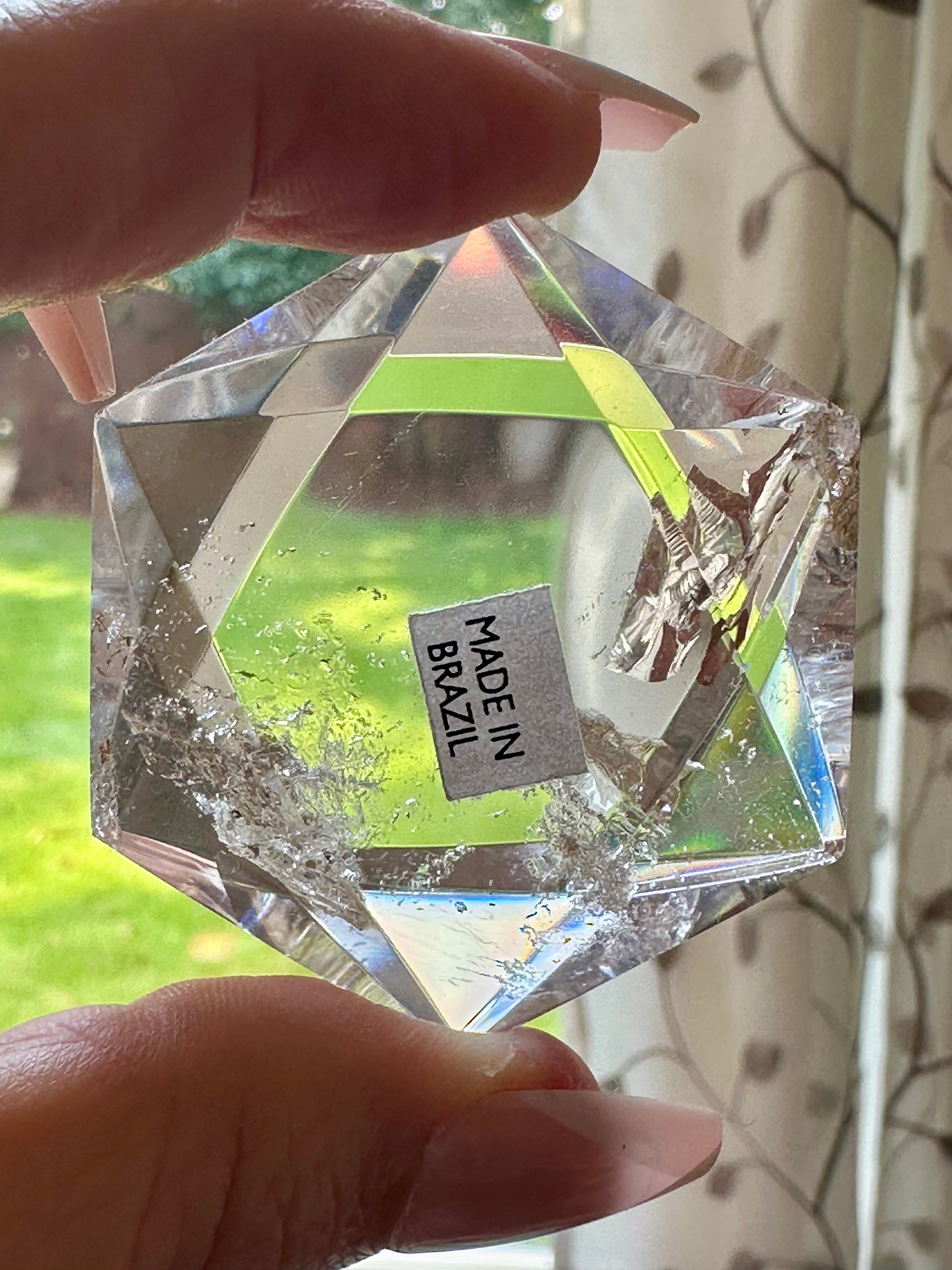 Genuine Clear Quartz Star of David. Medium Hexagon Sacred Geometry