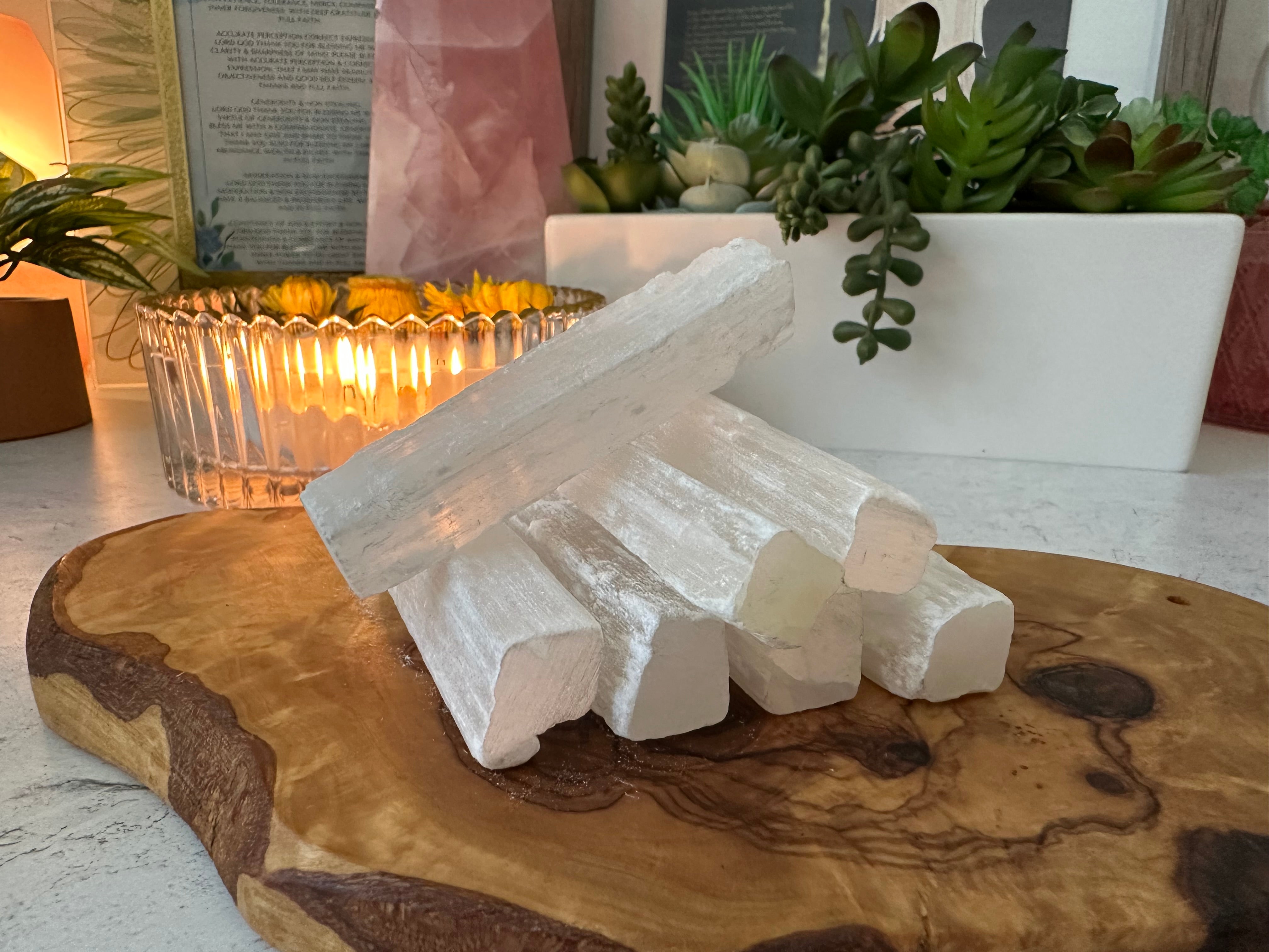 Selenite Sticks. Multipurpose Selenite in singles or bundles.