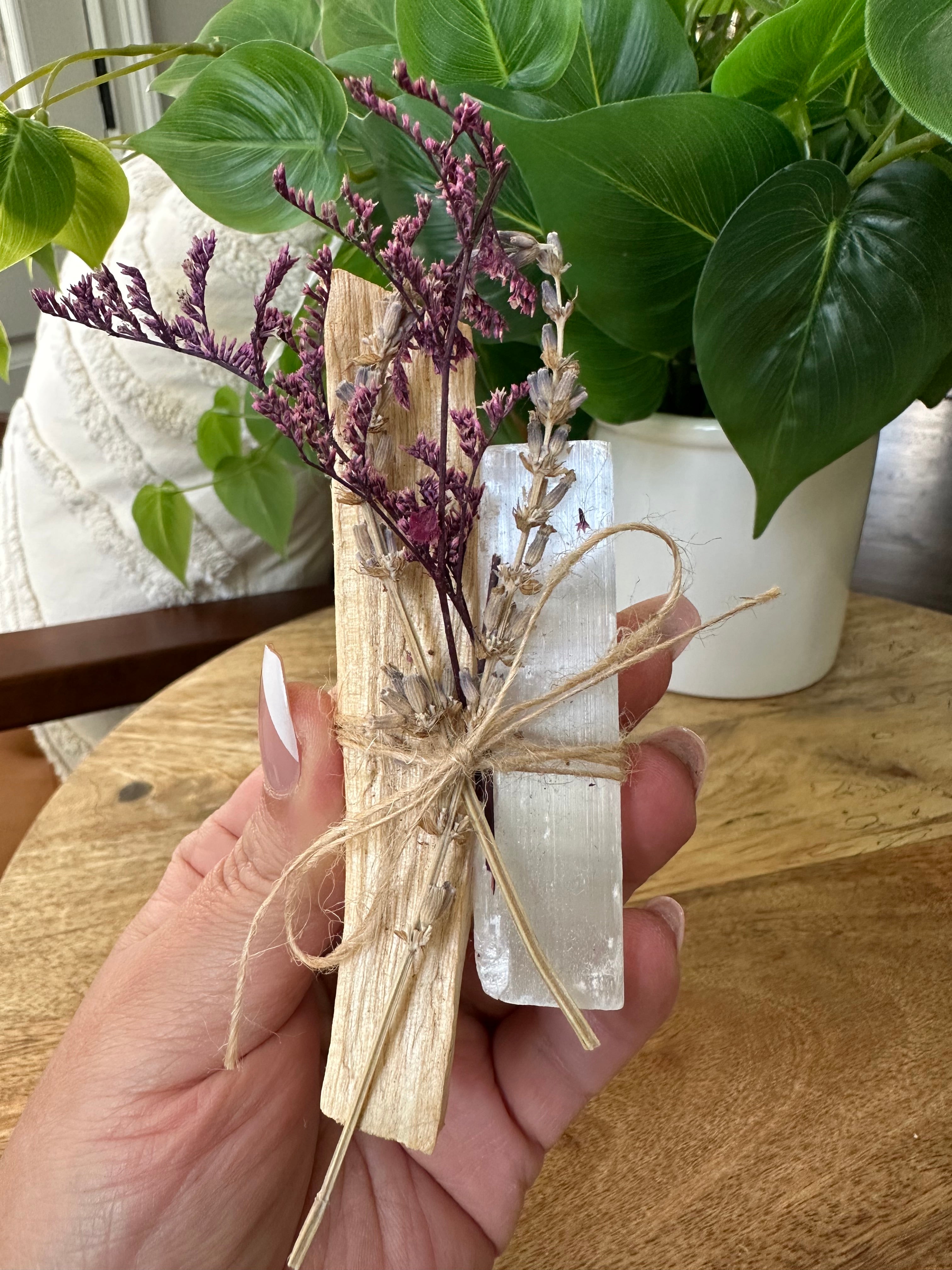 Selenite and Palo Santo bundles