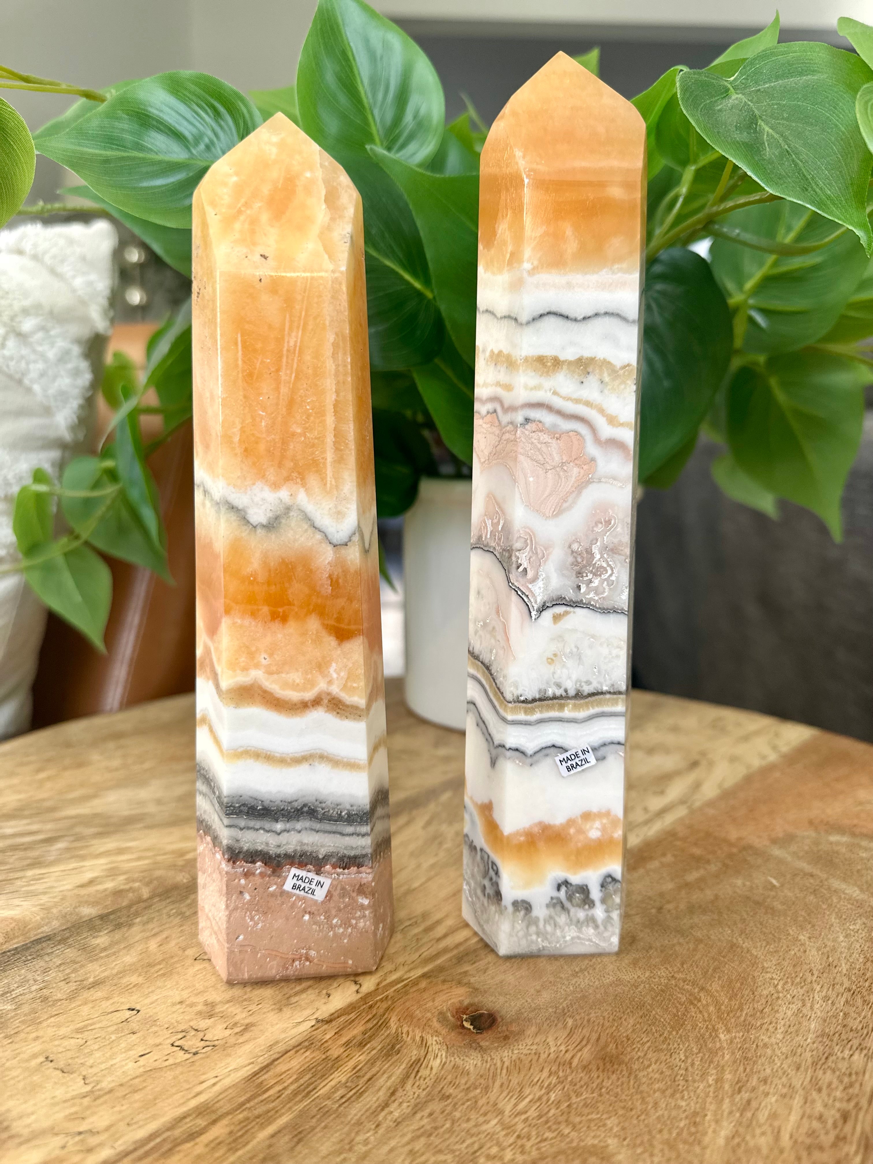 Extra Large Orange Calcite with Chalcedoni Towers