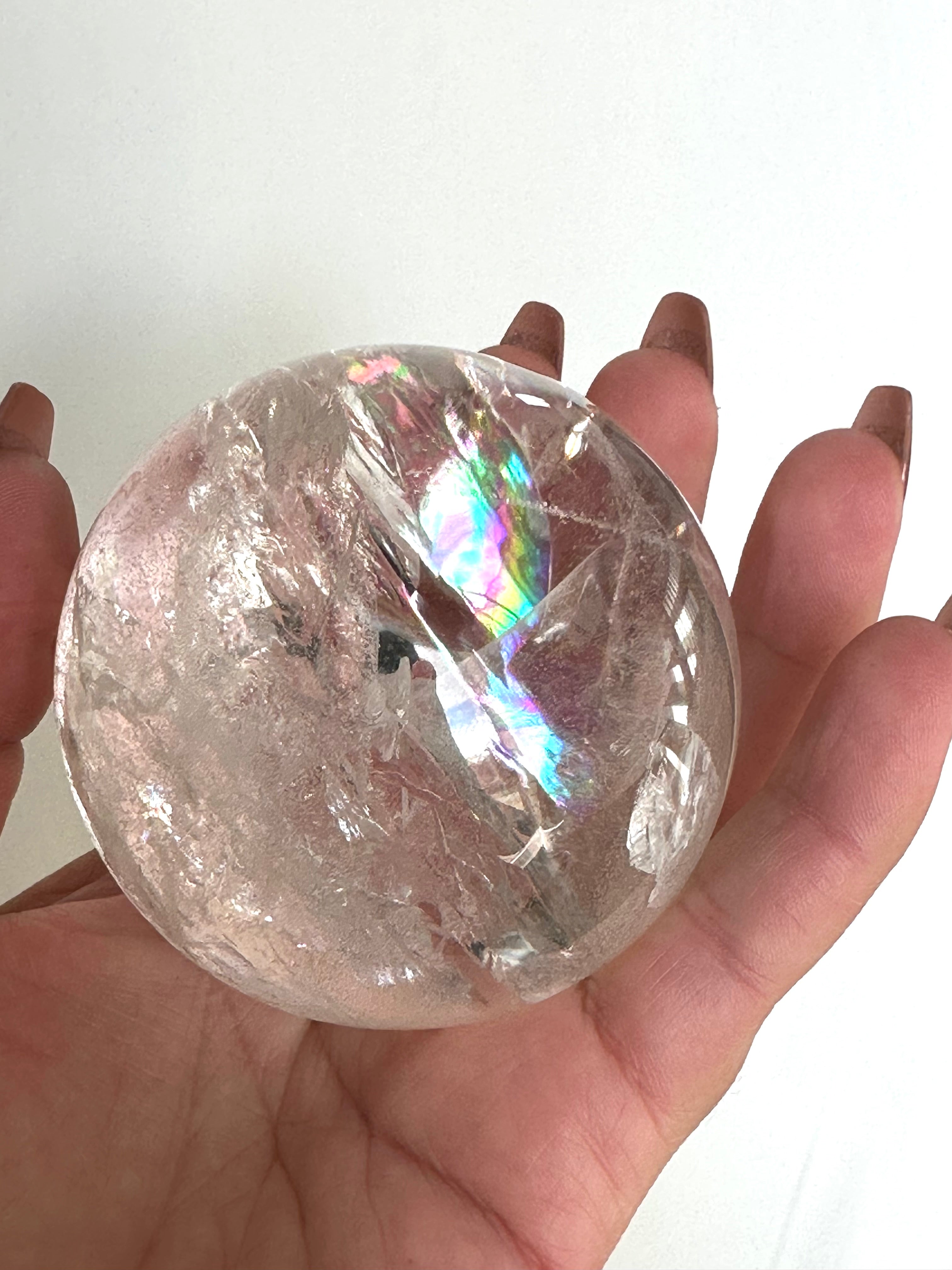 Beautiful Quartz Sphere with prominent Rainbows