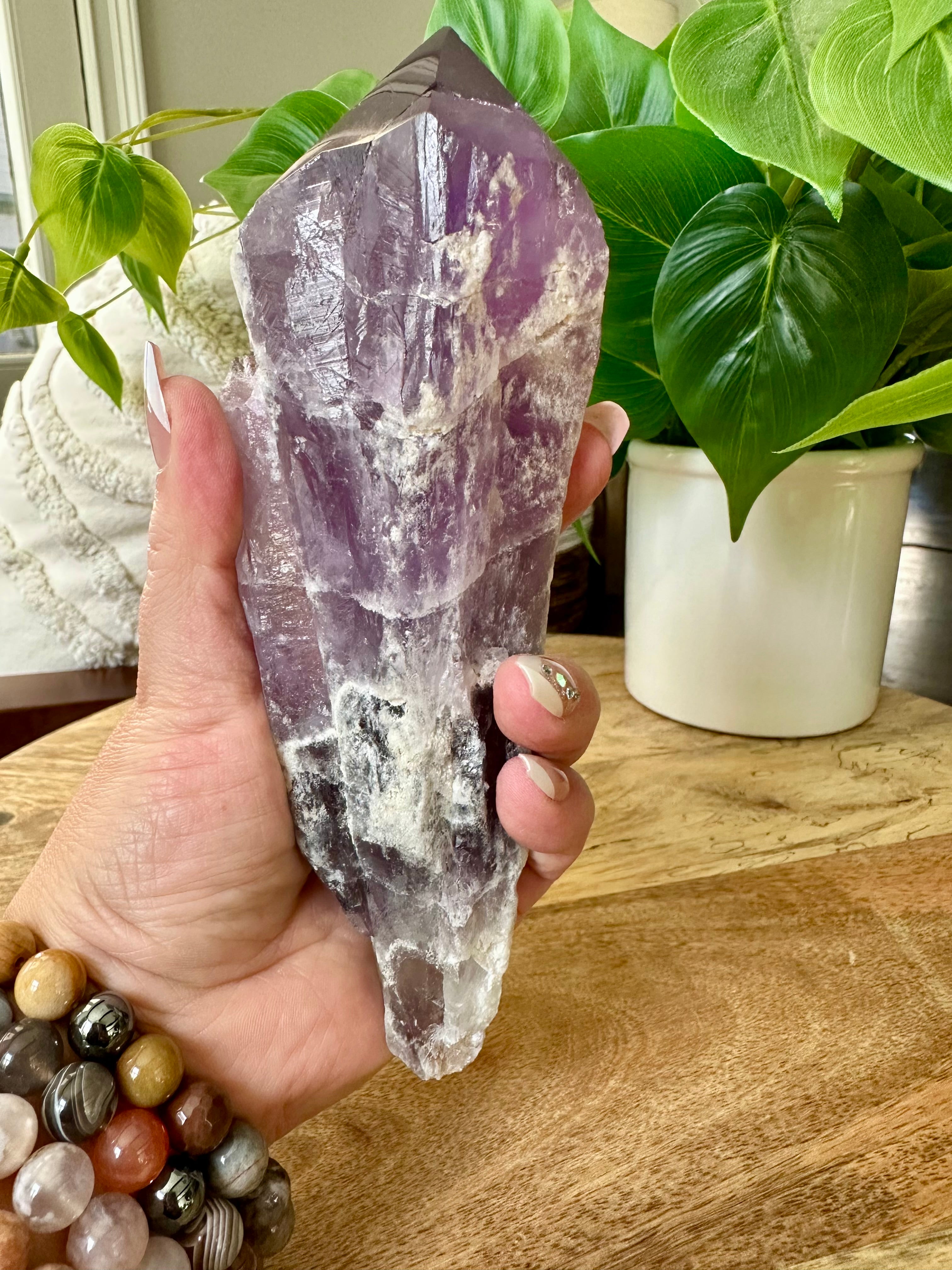 Amethyst Elestial Dragon Tooth. Natural Amethyst Wand. Brazilian Bahia Amethyst Scepter.