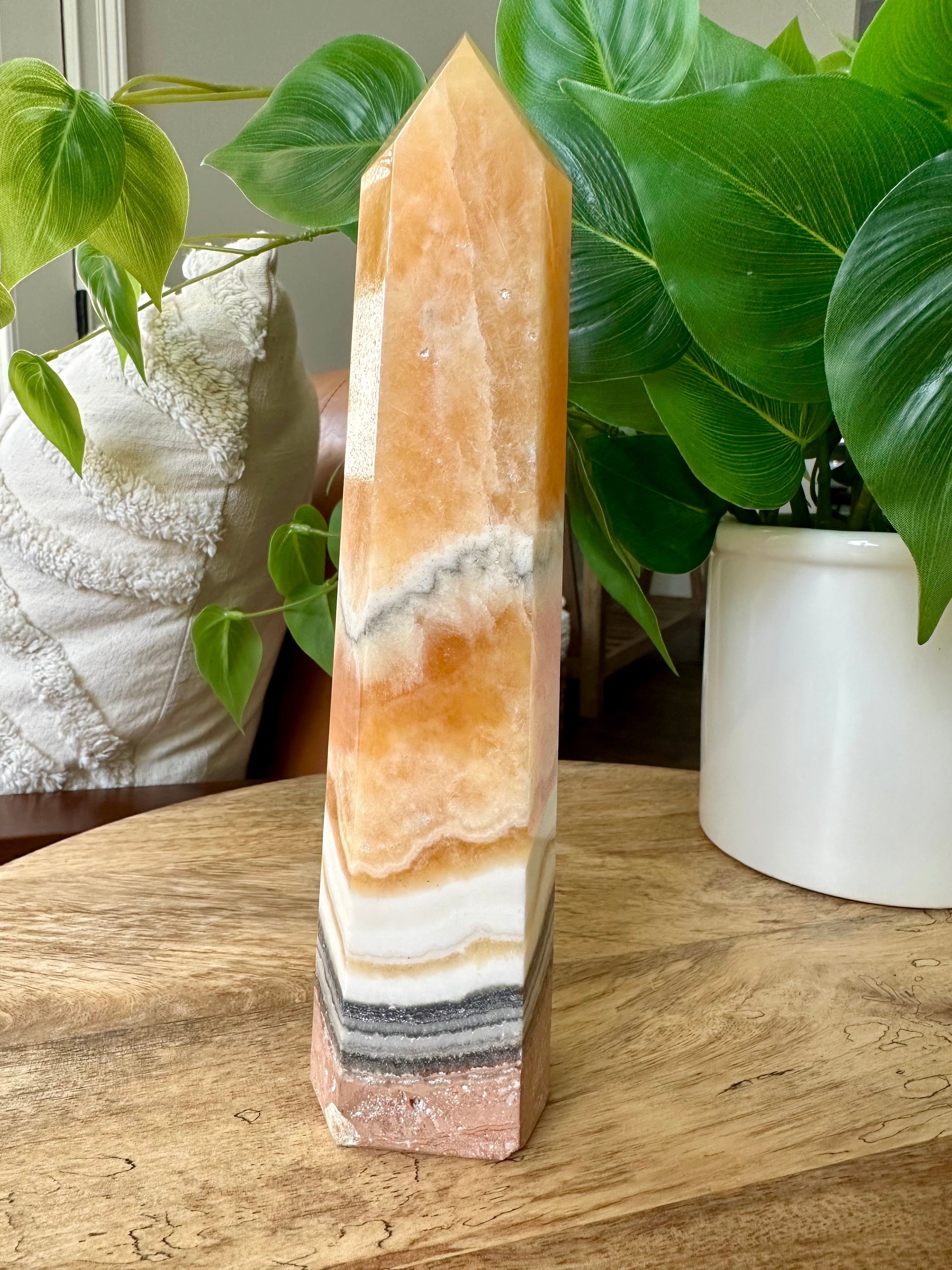 Extra Large Orange Calcite with Chalcedoni Towers