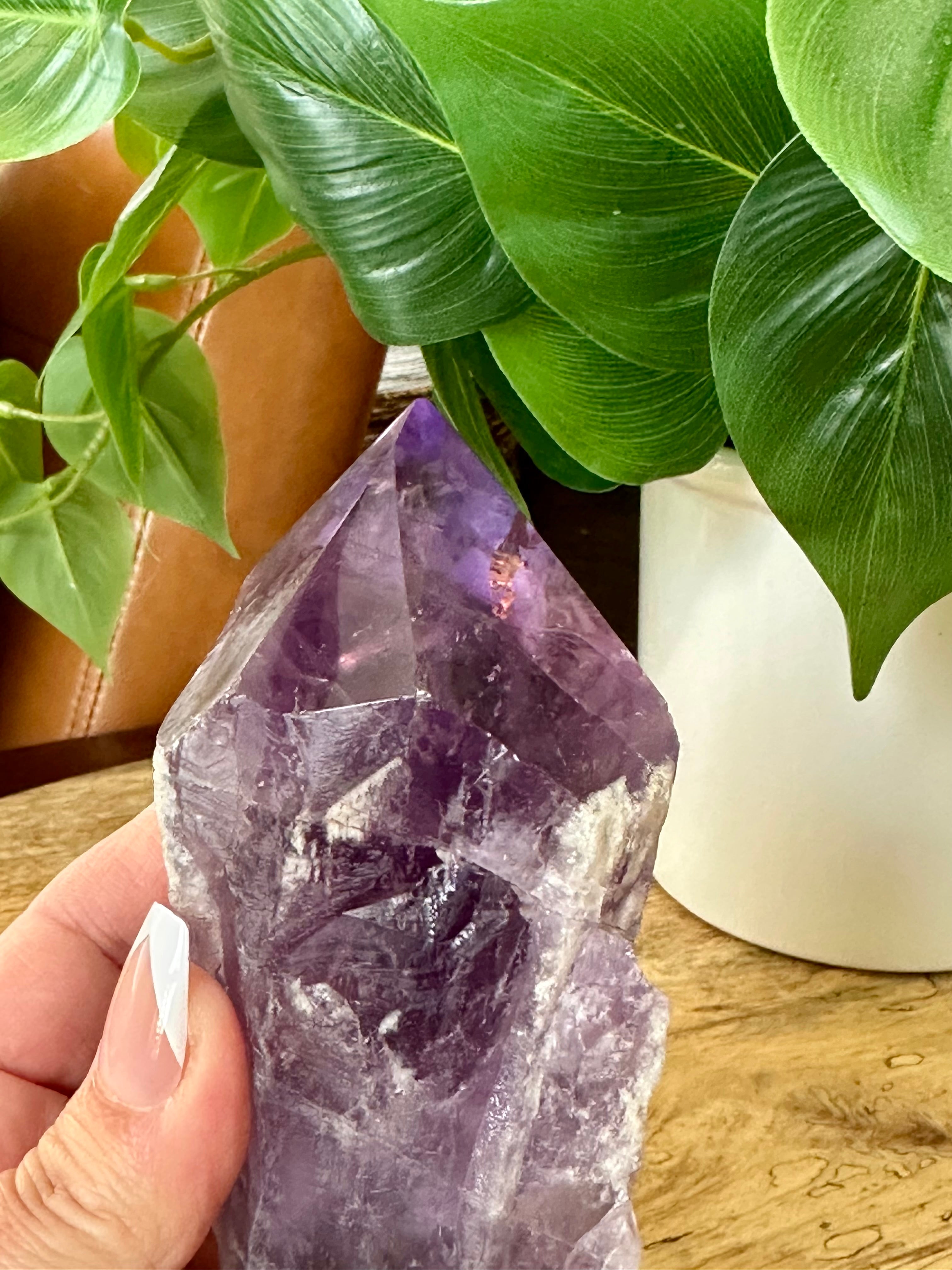 Amethyst Elestial Dragon Tooth. Natural Amethyst Wand. Brazilian Bahia Amethyst Scepter.