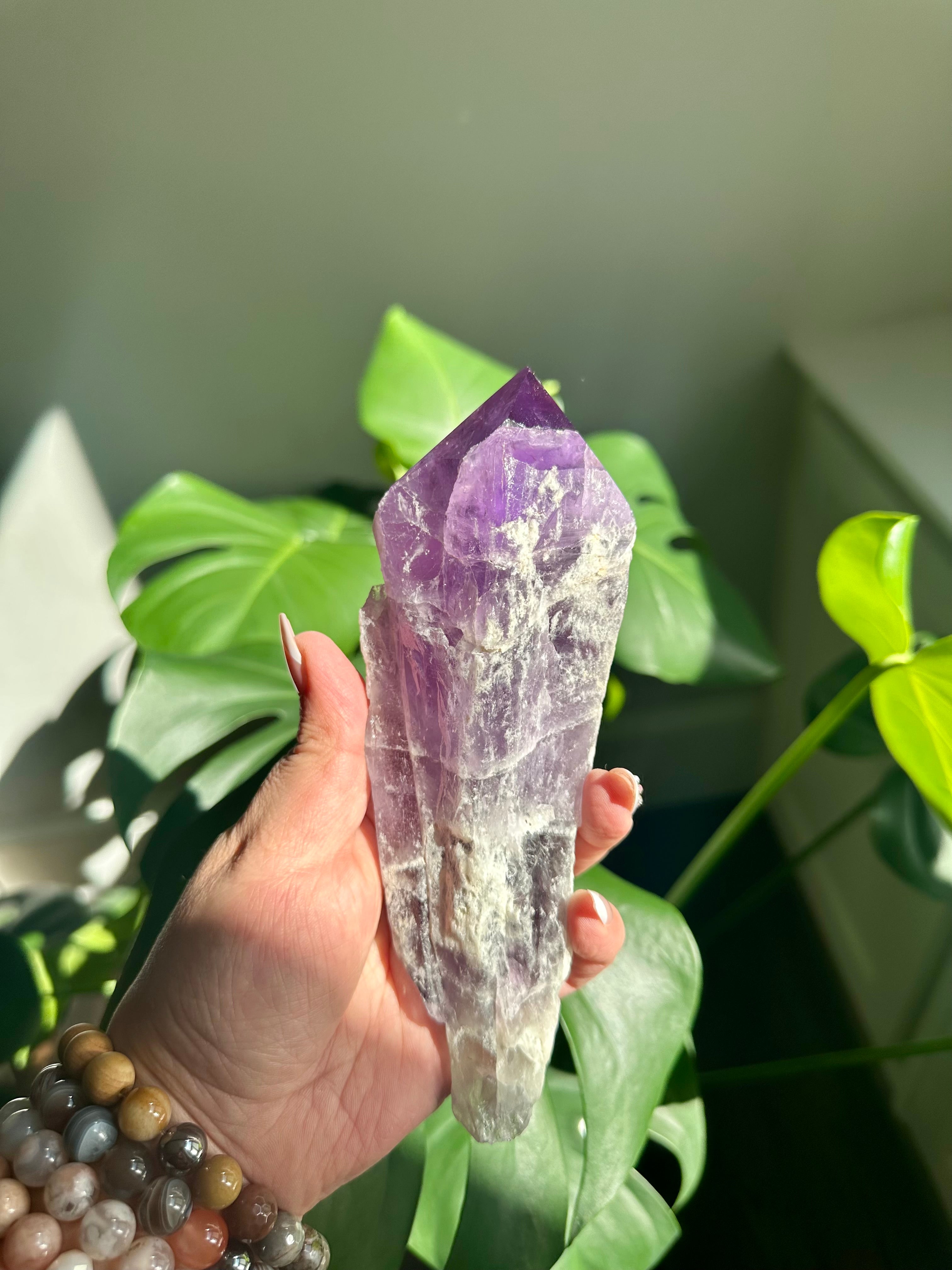 Amethyst Elestial Dragon Tooth. Natural Amethyst Wand. Brazilian Bahia Amethyst Scepter.