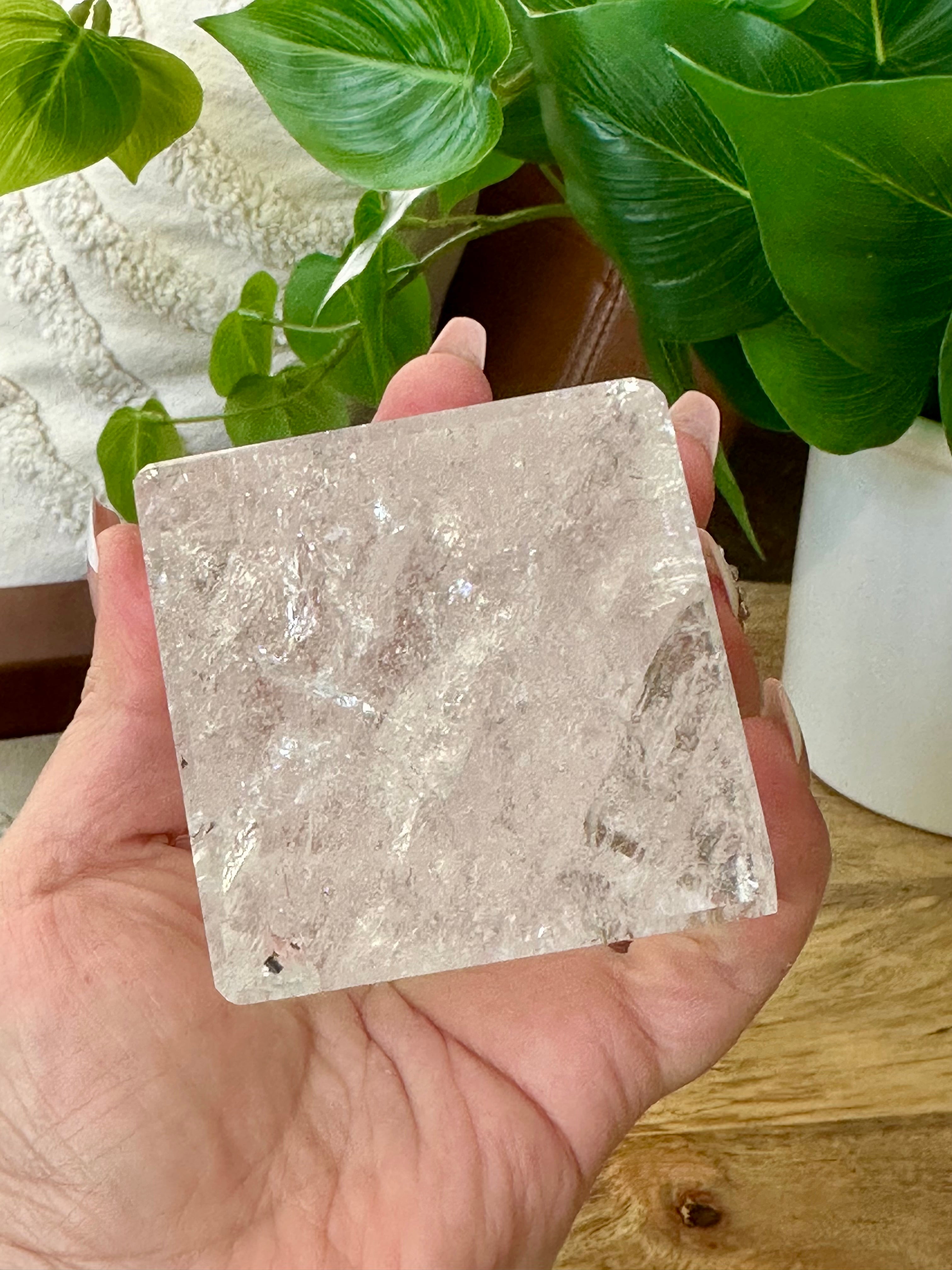 Quartz Hexahedron from Brazil. Polished large clear Quartz Platonic Shape.