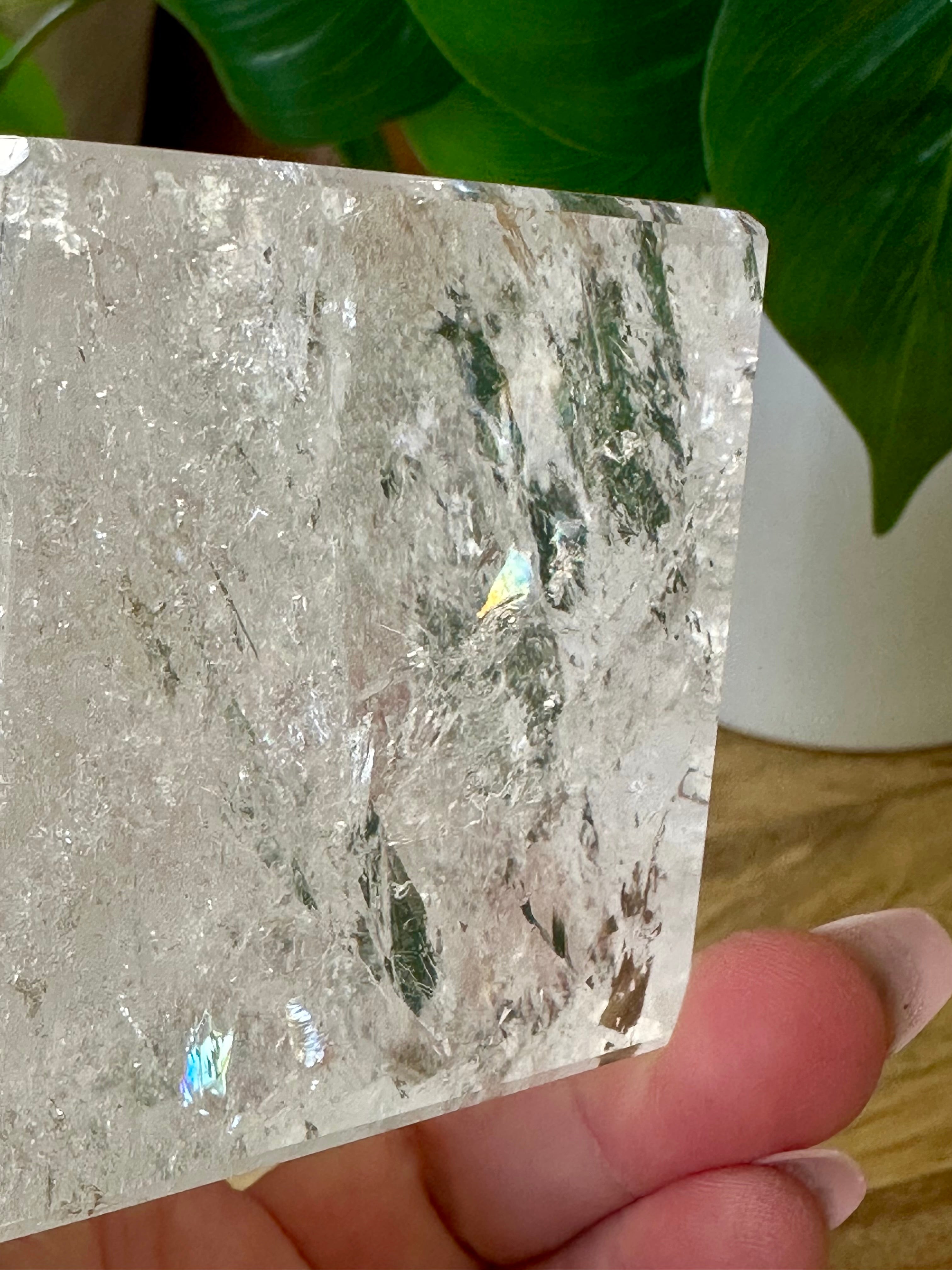 Quartz Hexahedron from Brazil. Polished large clear Quartz Platonic Shape.