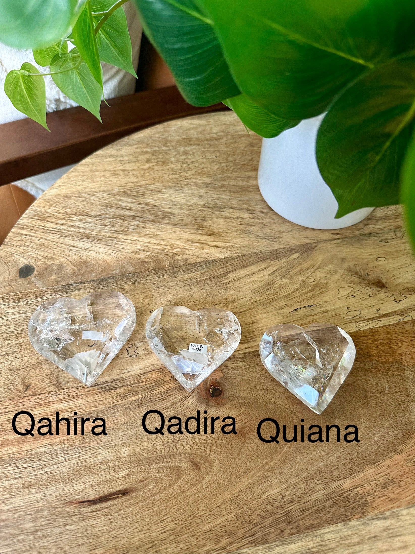 Quartz Polished Hearts with Rainbows from Brazil