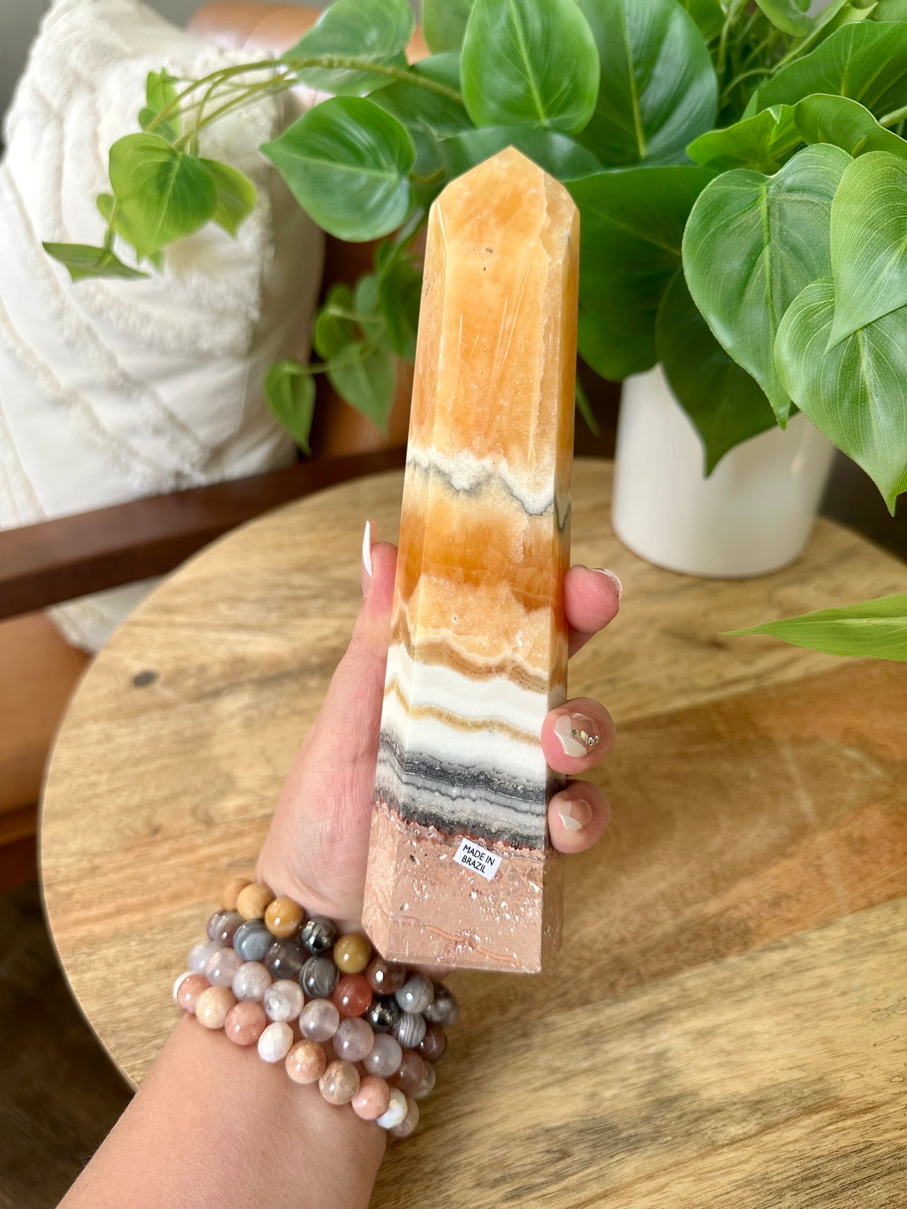 Extra Large Orange Calcite with Chalcedoni Towers