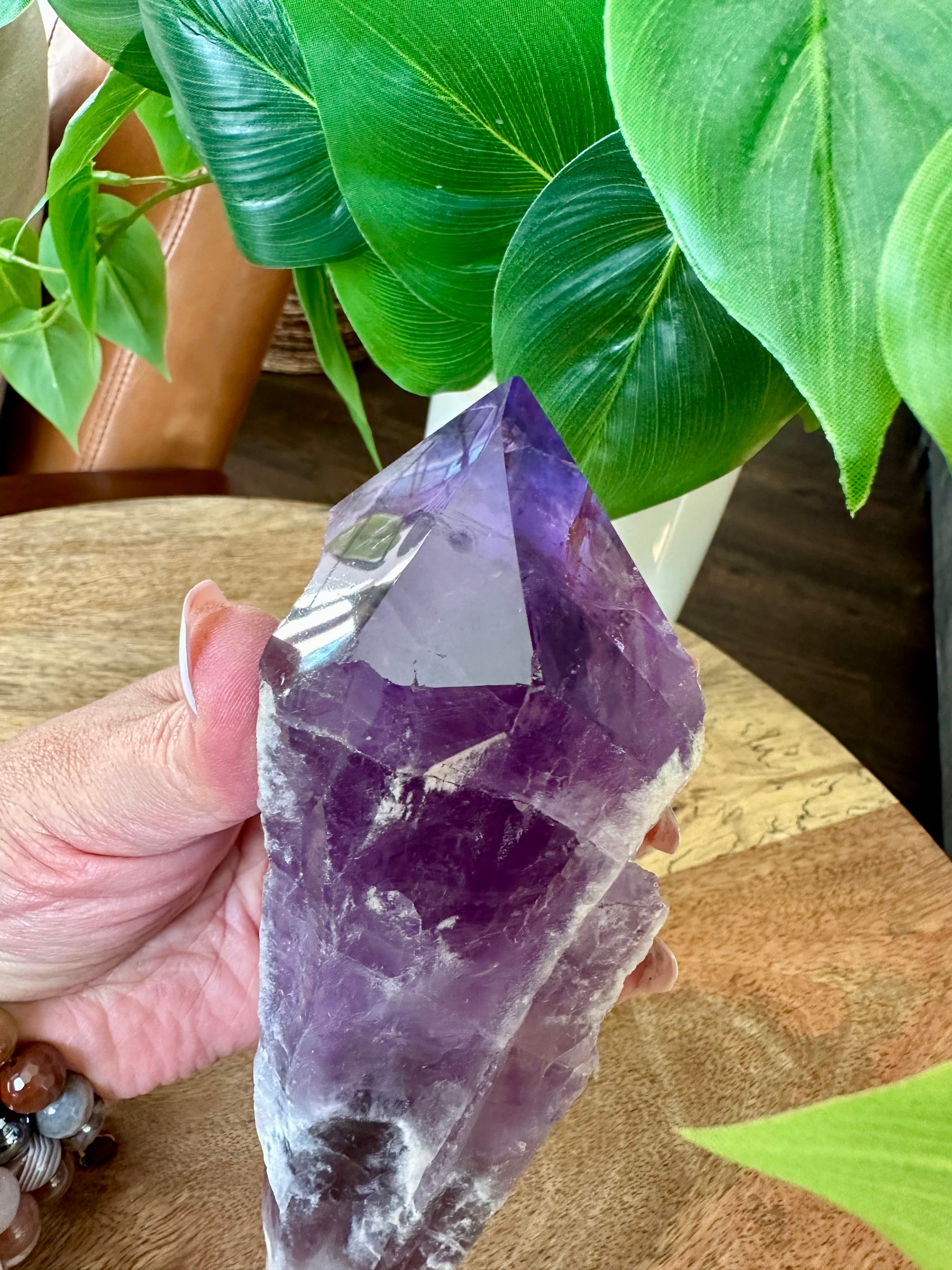 Amethyst Elestial Dragon Tooth. Natural Amethyst Wand. Brazilian Bahia Amethyst Scepter.