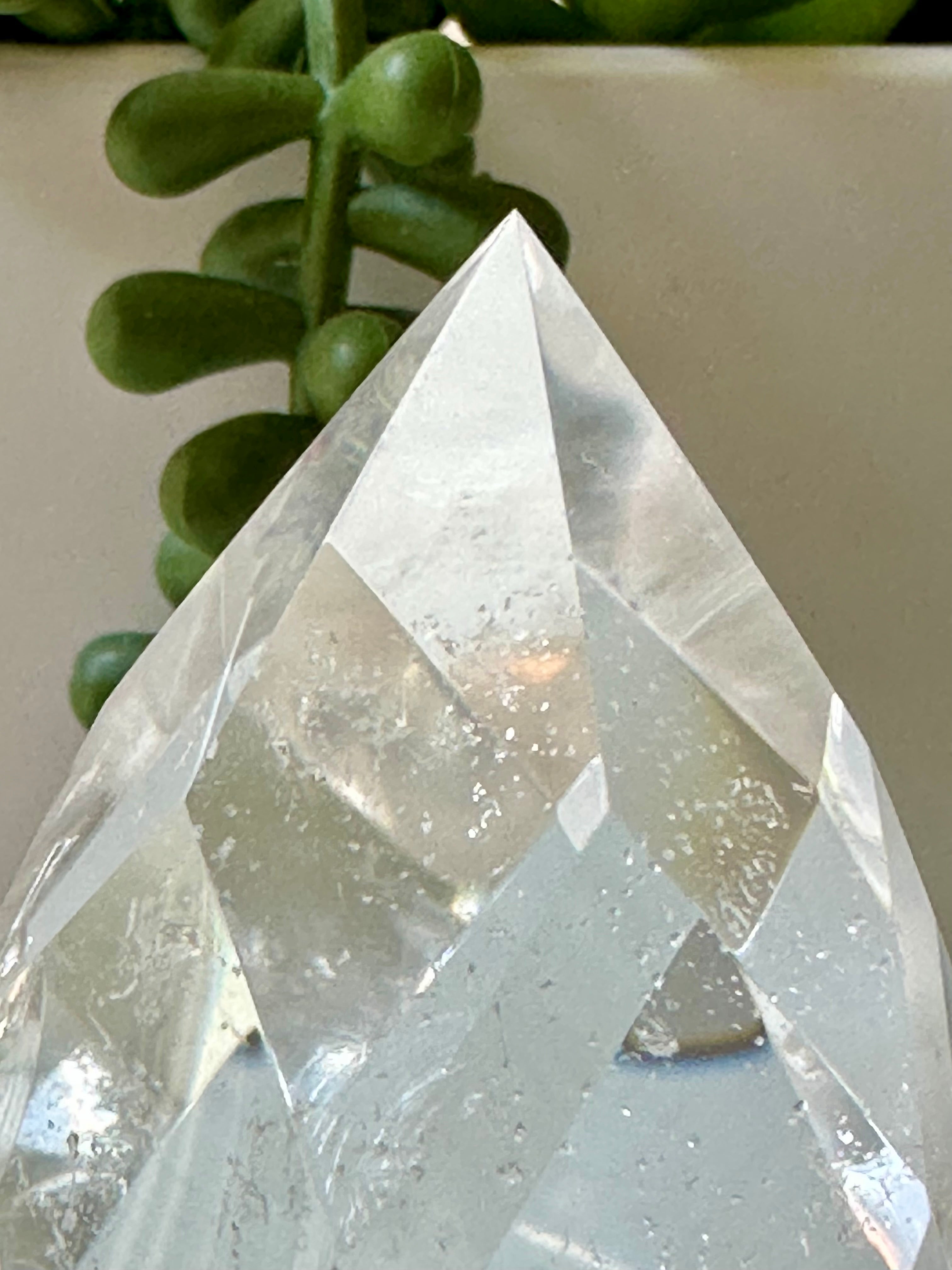 Medium High Clarity Multifaceted Quartz Flame. 198 gr.