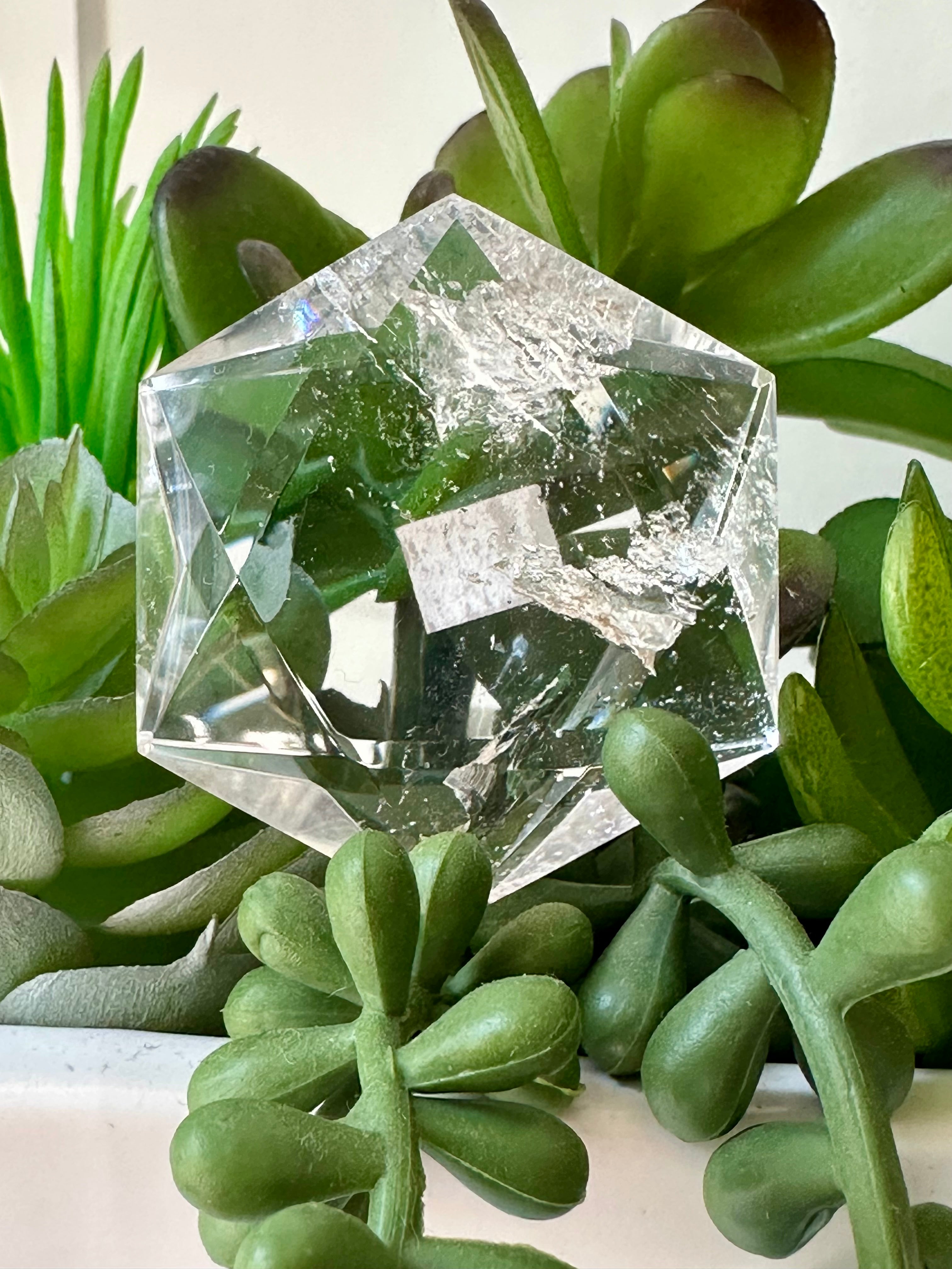 Genuine Clear Quartz Star of David. Medium Hexagon Sacred Geometry