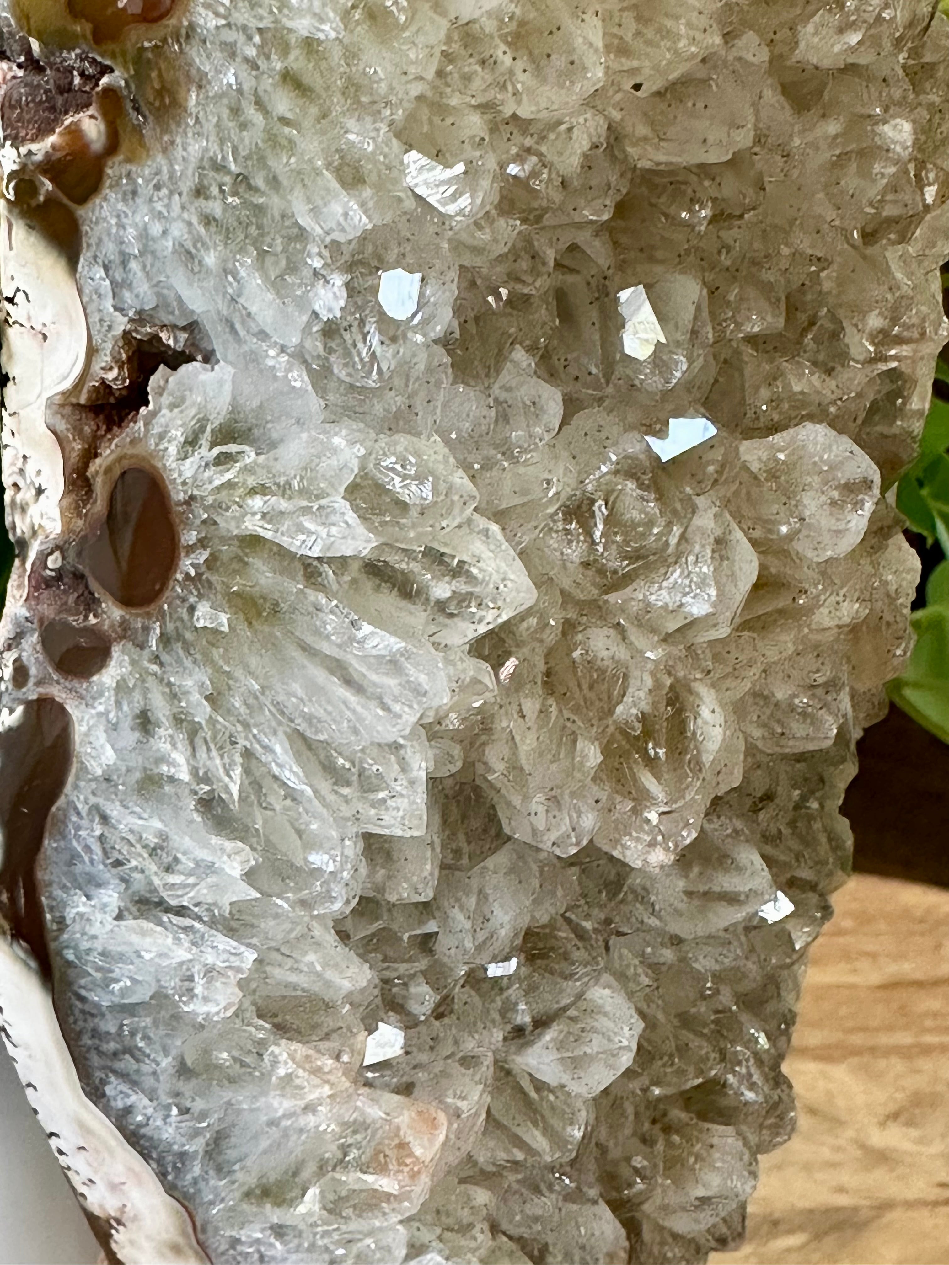 Rare Green Amethyst Cluster on Iron Stand