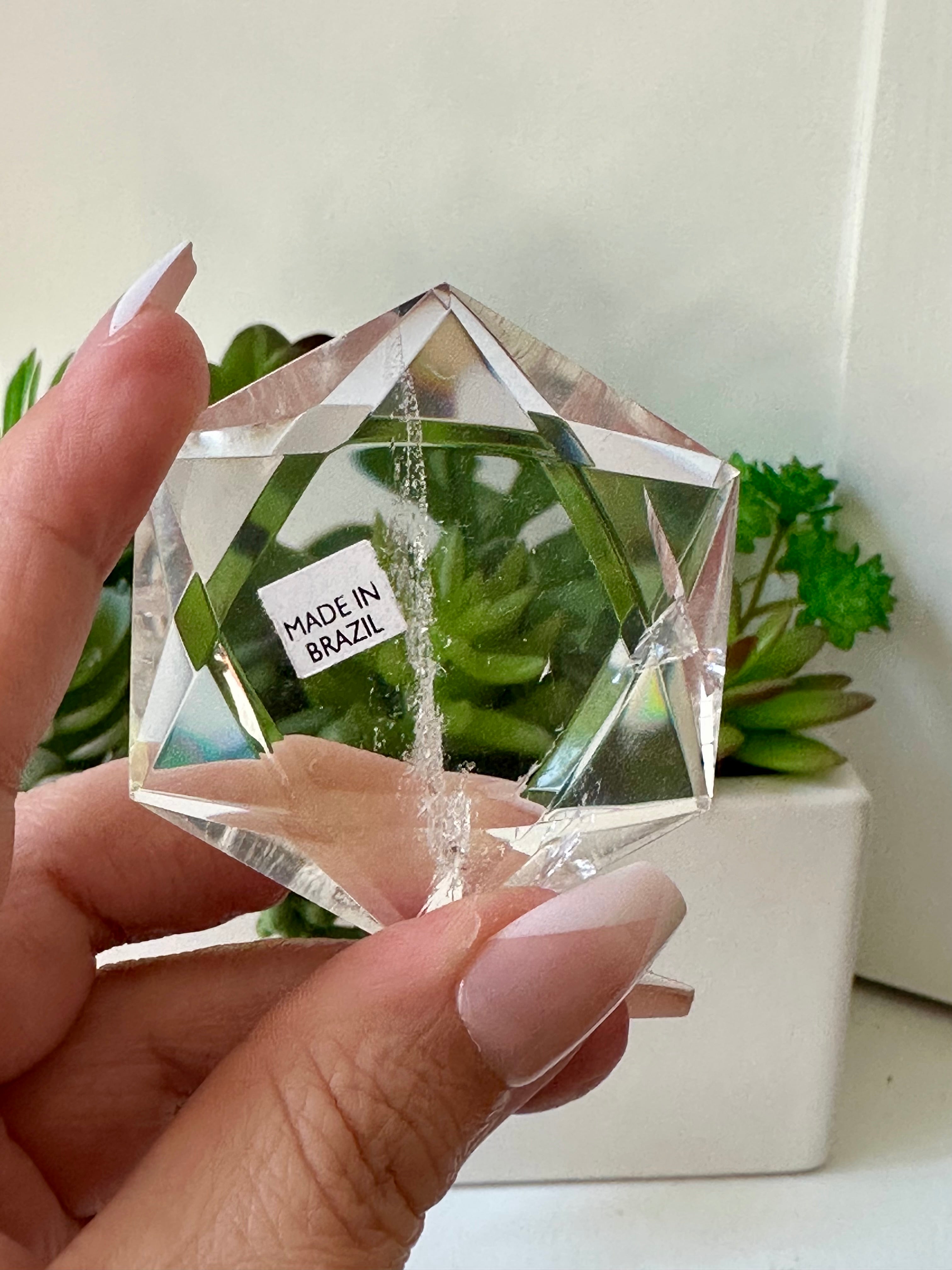 Genuine Clear Quartz Star of David. Medium Hexagon Sacred Geometry