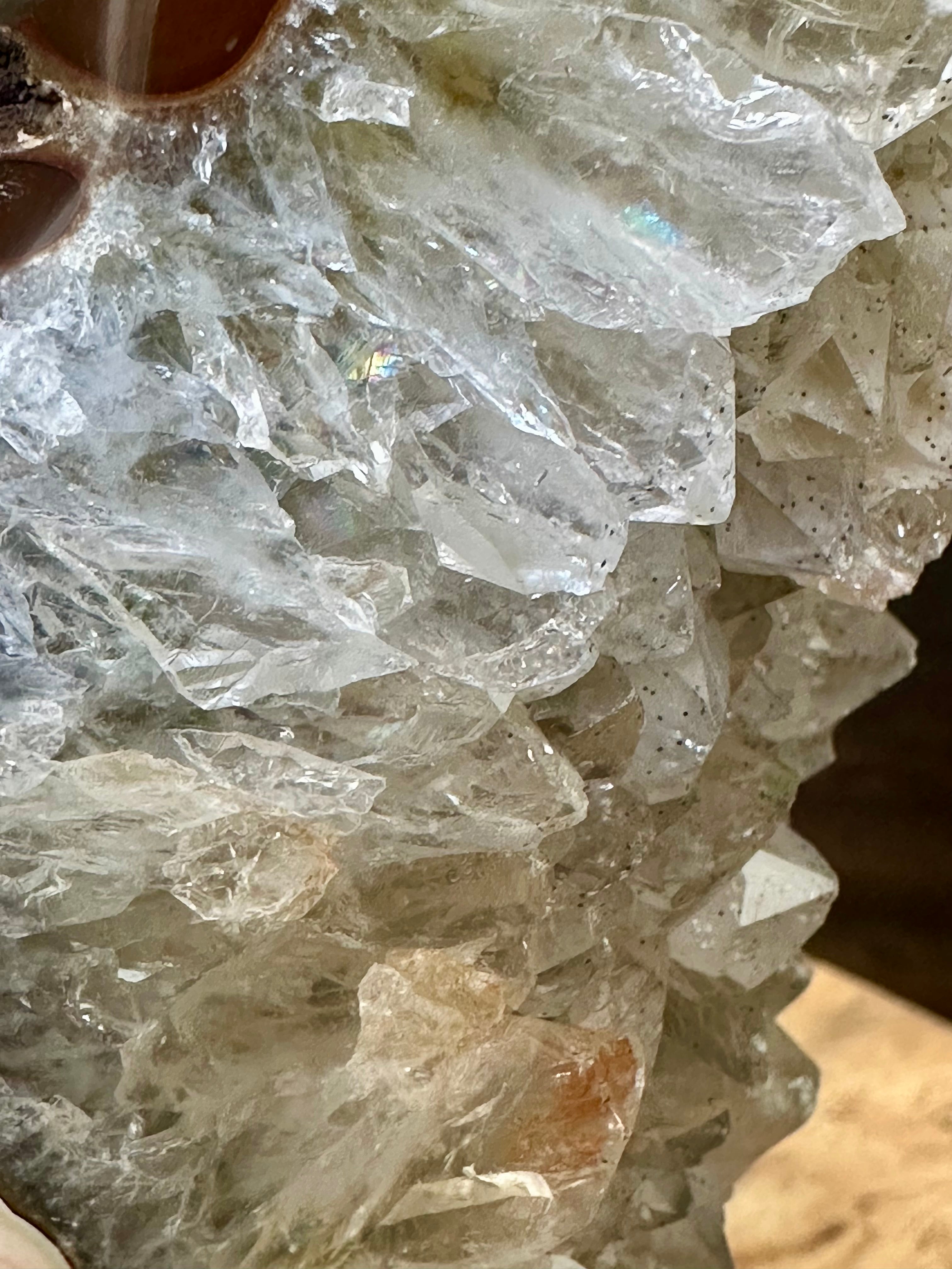 Rare Green Amethyst Cluster on Iron Stand