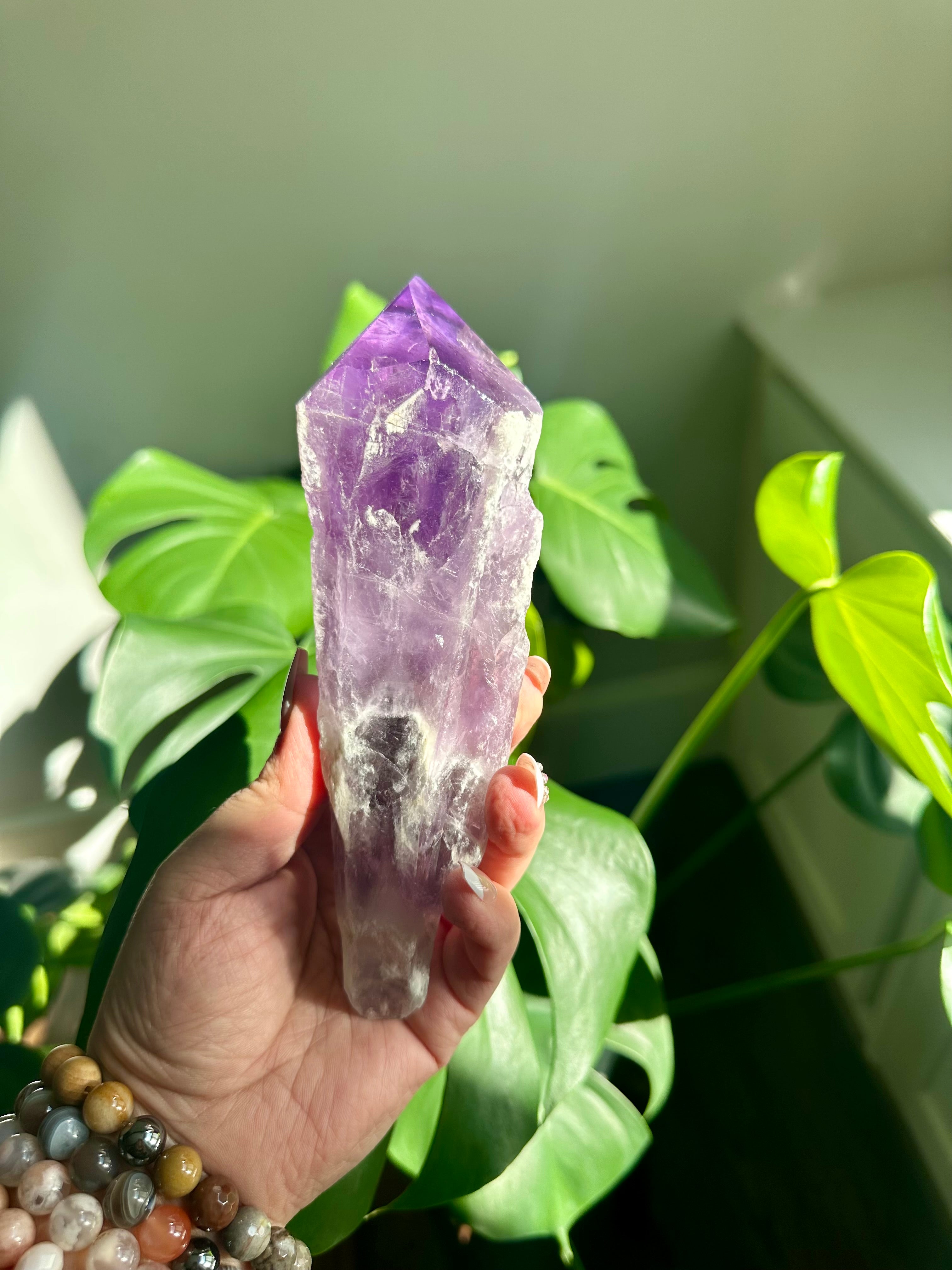Amethyst Elestial Dragon Tooth. Natural Amethyst Wand. Brazilian Bahia Amethyst Scepter.