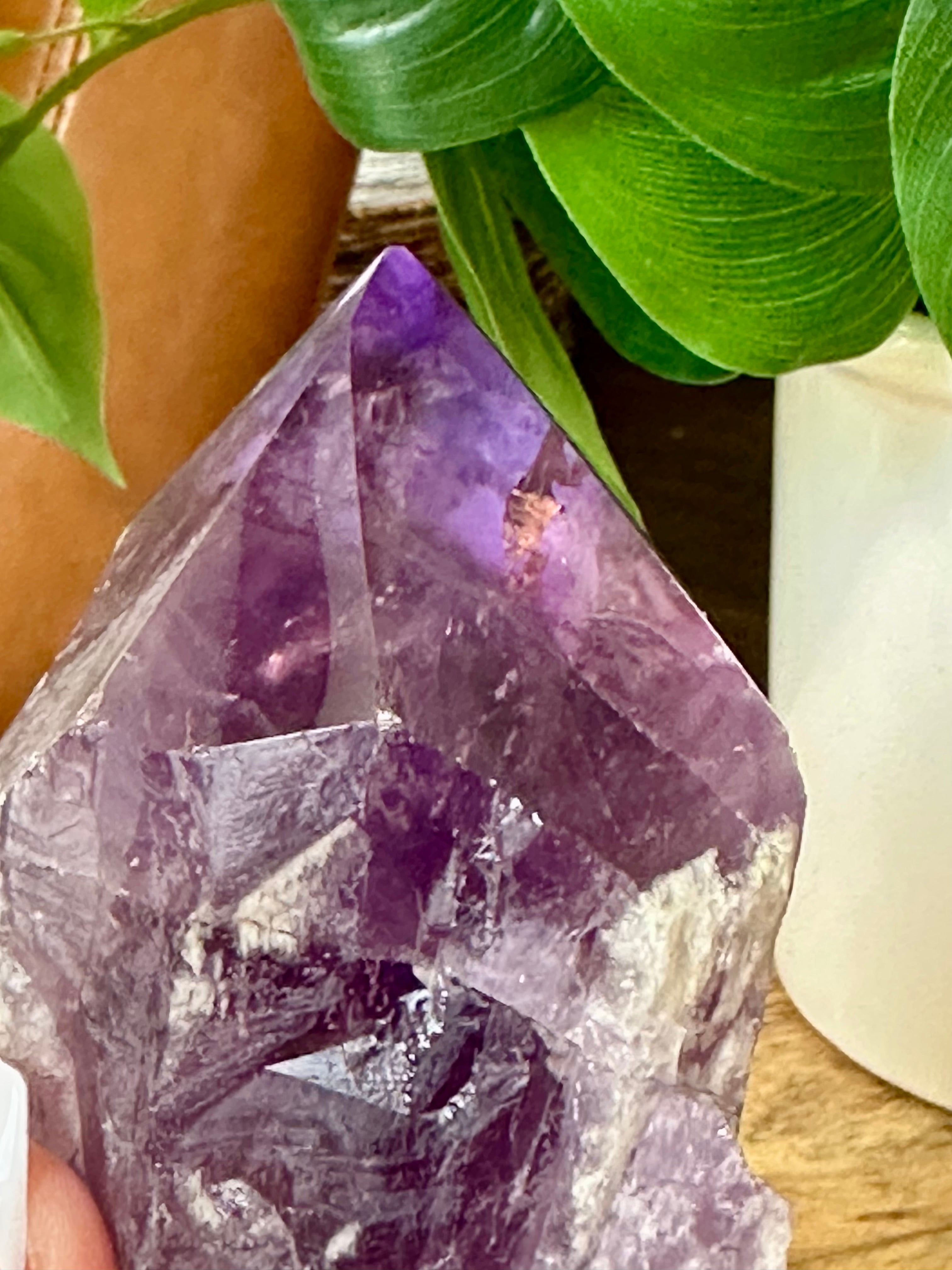 Amethyst Elestial Dragon Tooth. Natural Amethyst Wand. Brazilian Bahia Amethyst Scepter.