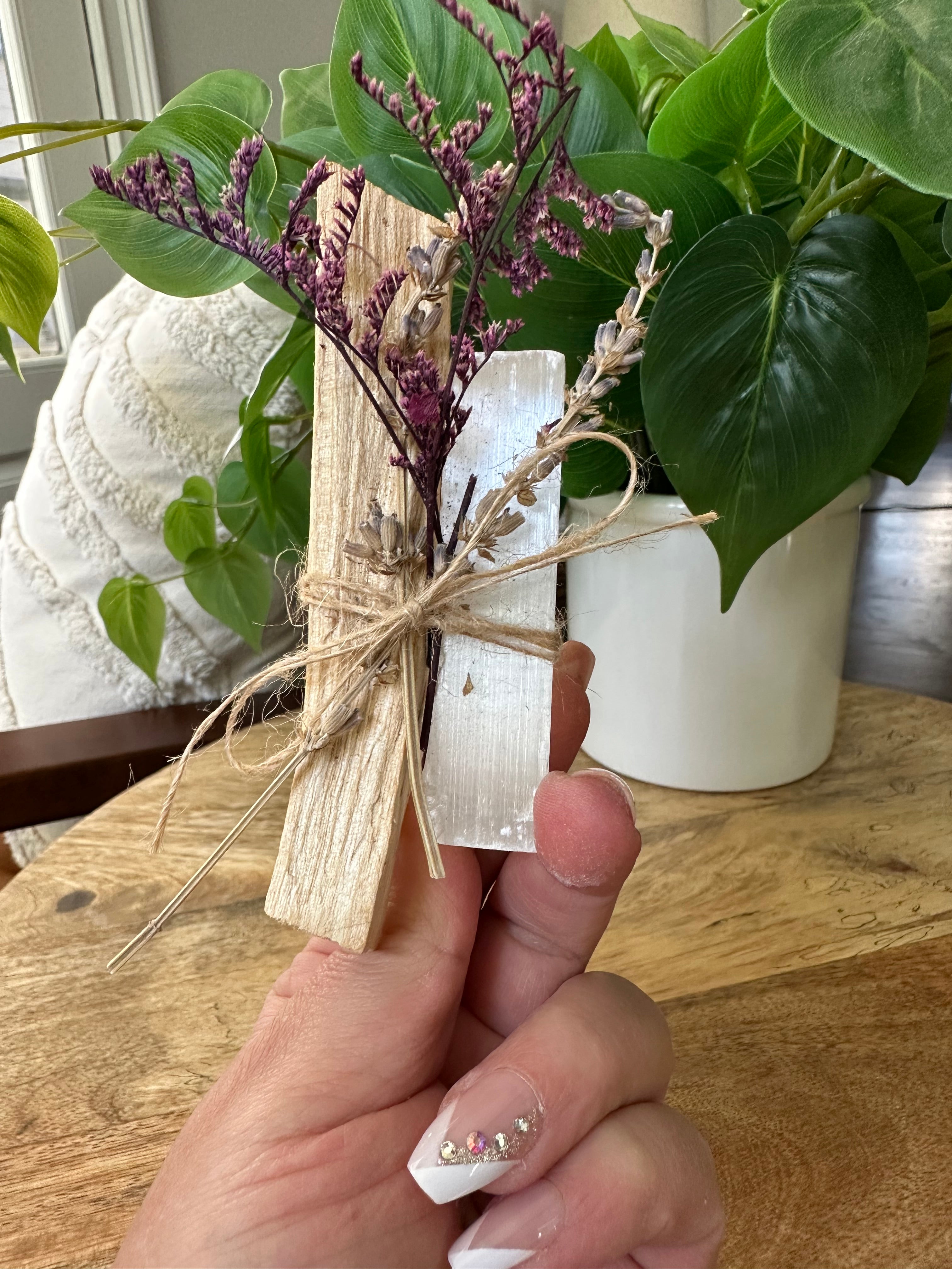Selenite and Palo Santo bundles