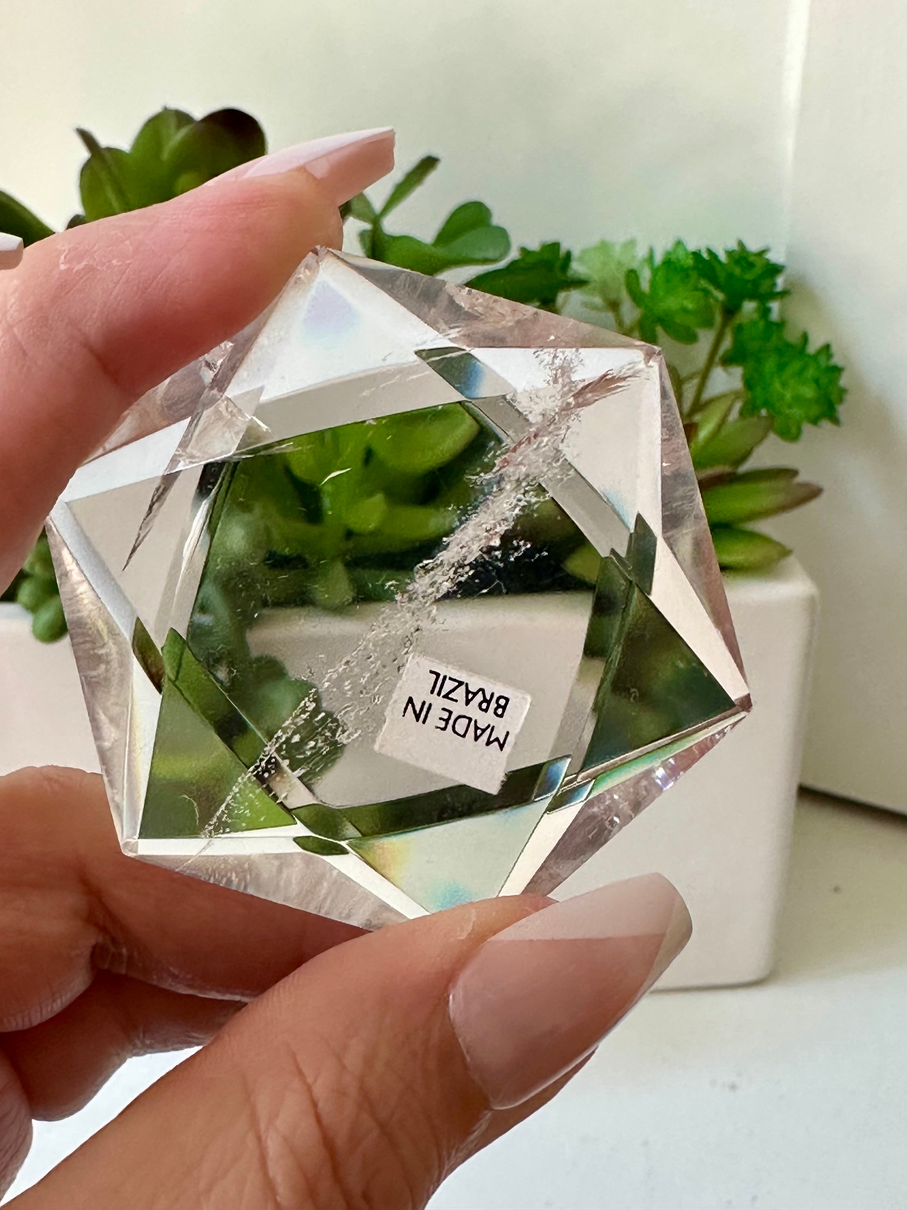 Genuine Clear Quartz Star of David. Medium Hexagon Sacred Geometry