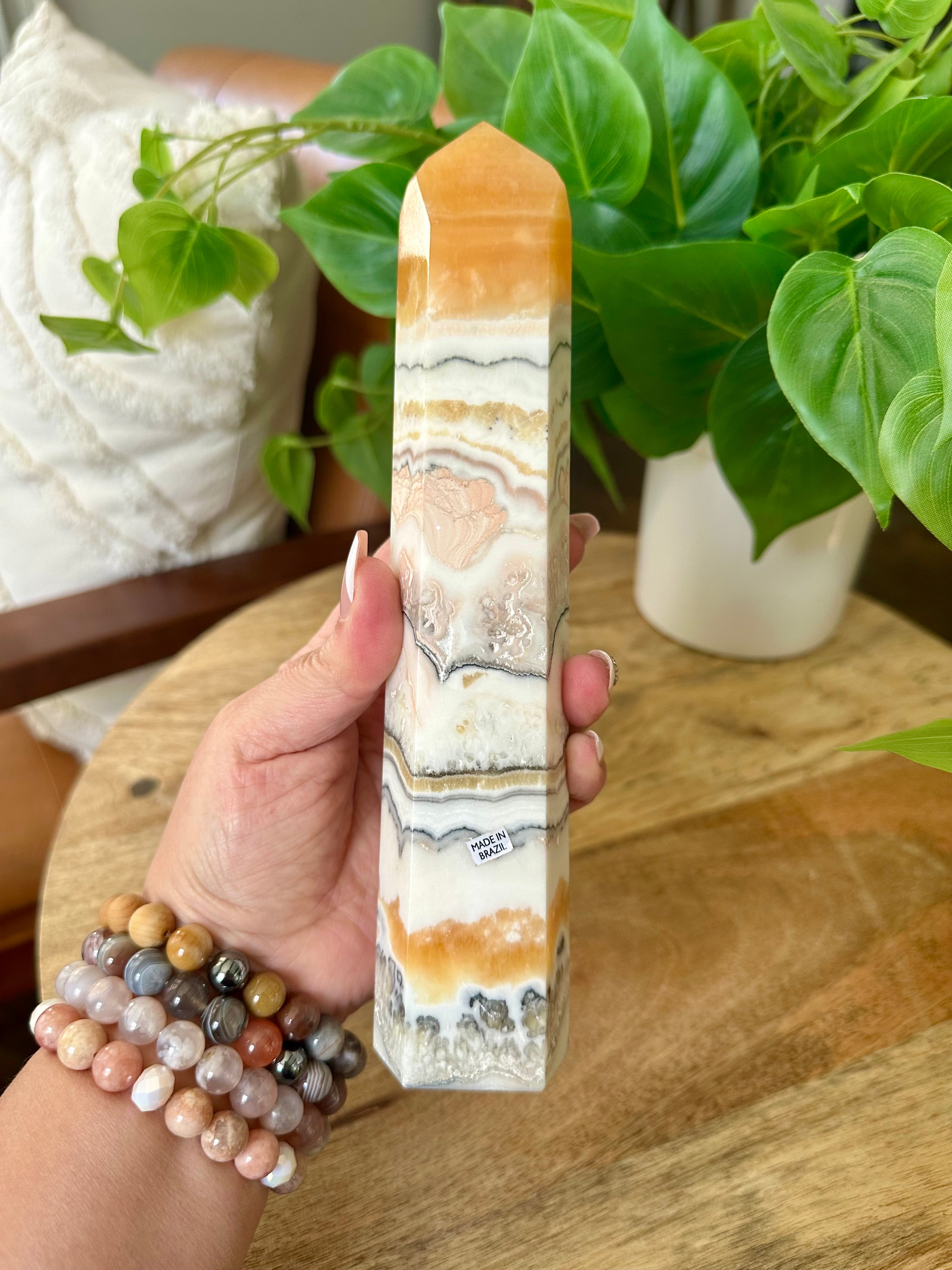 Extra Large Orange Calcite with Chalcedoni Towers