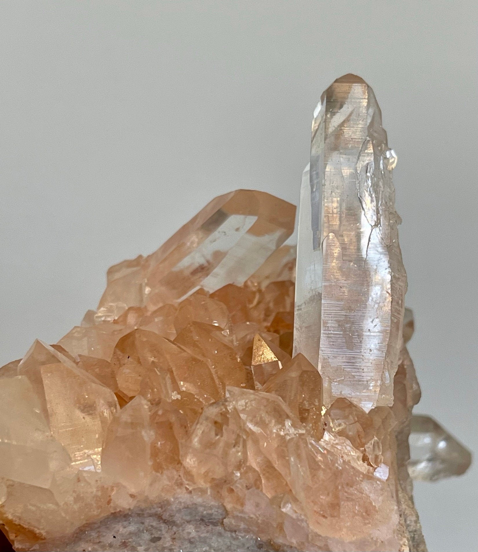 High Grade Pink Samadhi Himalayan Quartz Cluster from India