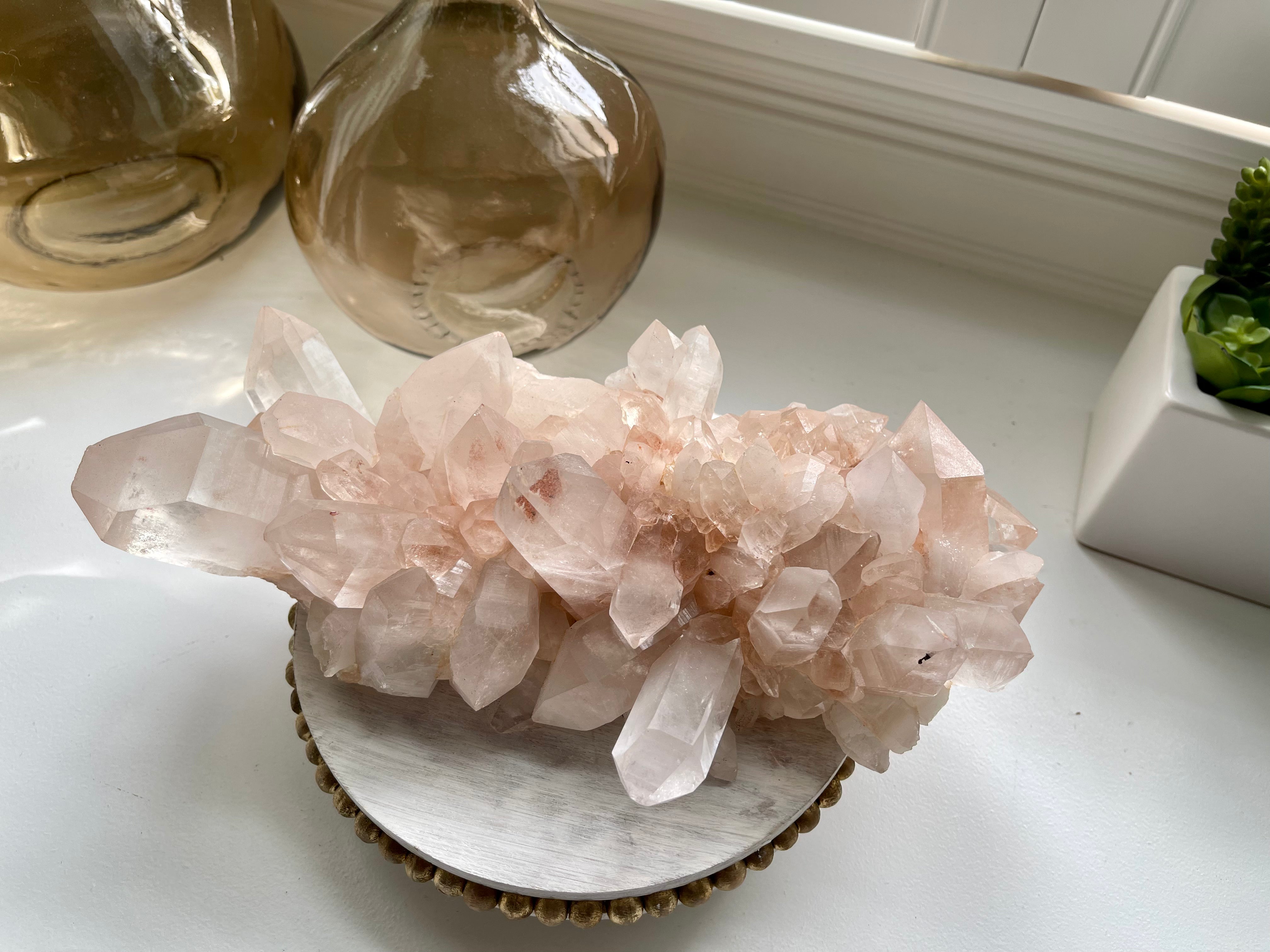 Pink Himalayan Quartz Cluster. High grade Samadhi cluster from India. Over 5lb.