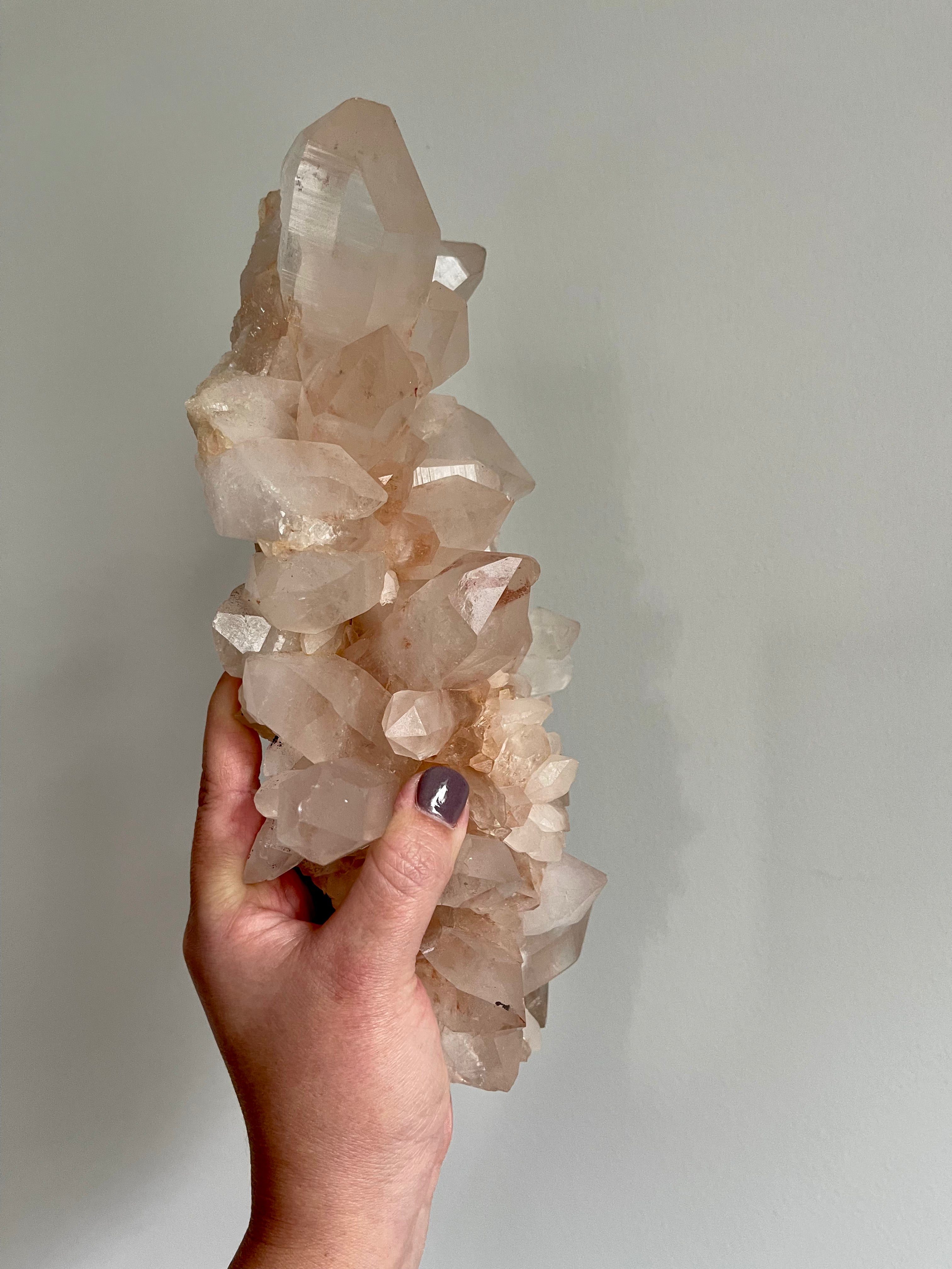 Pink Himalayan Quartz Cluster. High grade Samadhi cluster from India. Over 5lb.