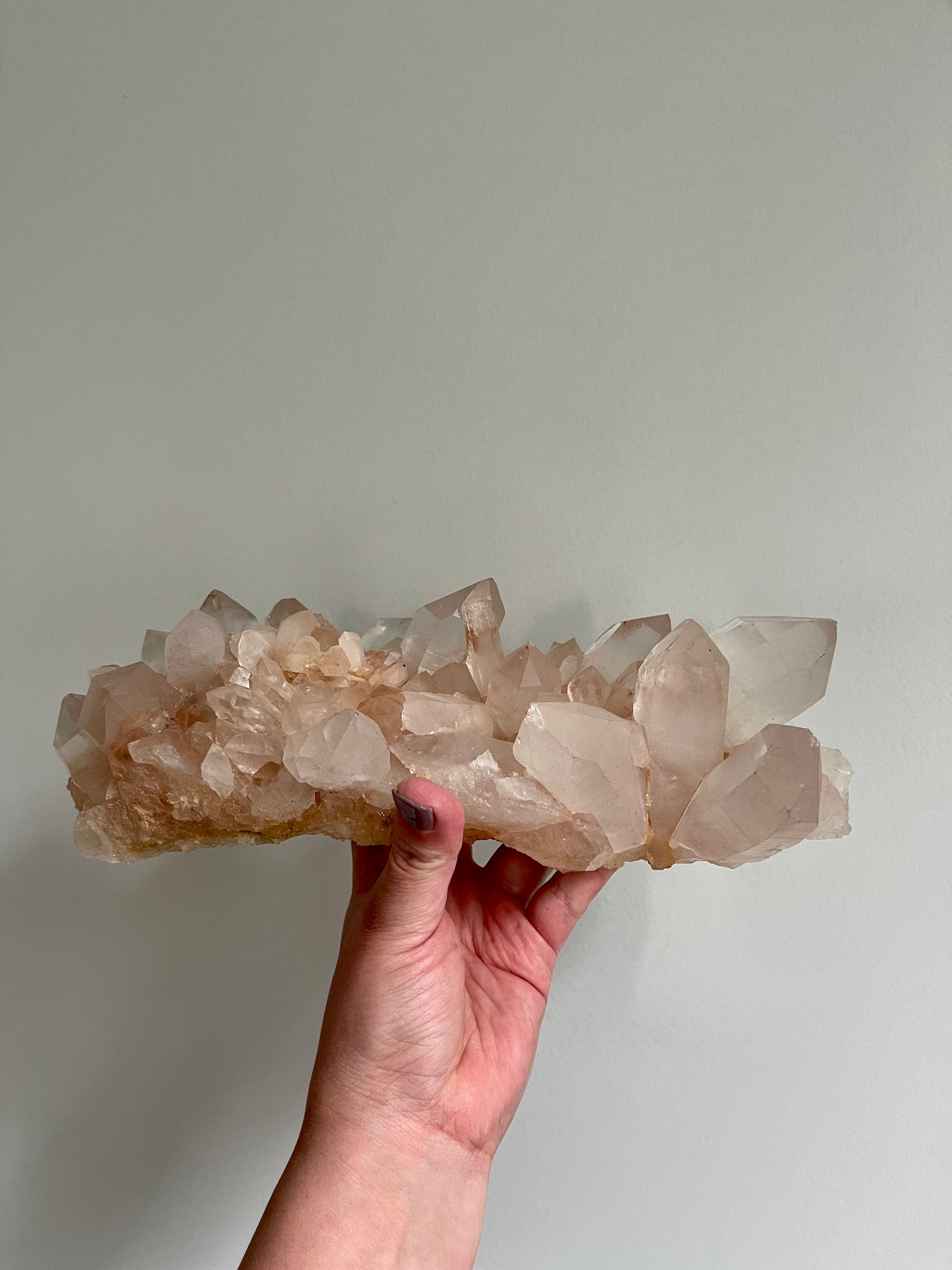 Pink Himalayan Quartz Cluster. High grade Samadhi cluster from India. Over 5lb.