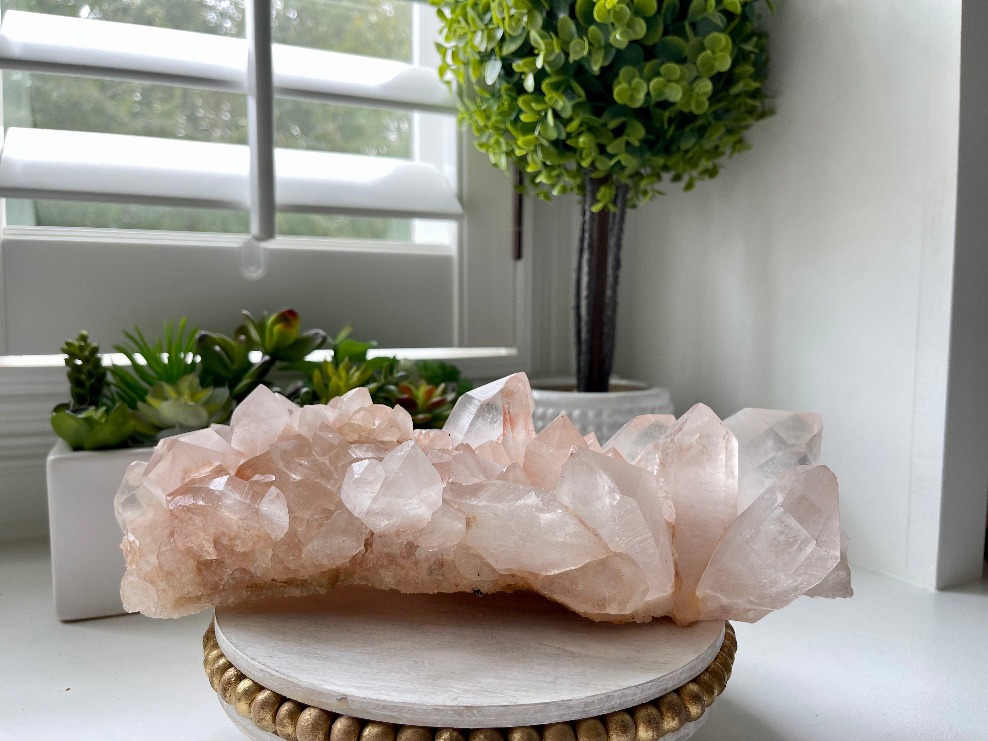Pink Himalayan Quartz Cluster. High grade Samadhi cluster from India. Over 5lb.