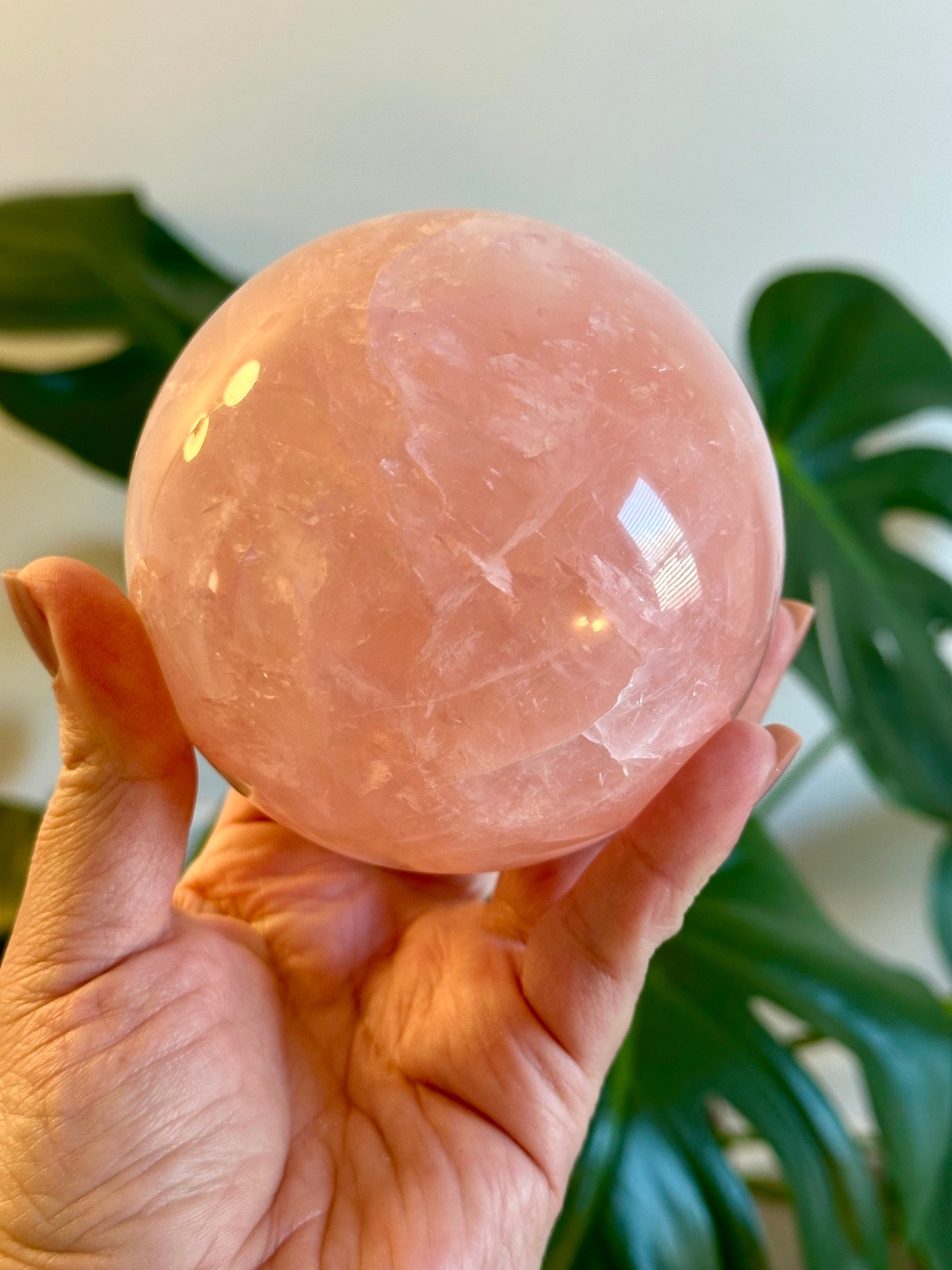 Exceptional Large Rose Quartz Sphere from Brazil. Over 2lbs.