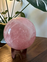 Gemmy Extra XL Rose Quartz Sphere from Brazil. Over 4lbs.