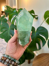 Extra Large Rare Fluorite Double Terminated Point with Cubic phantoms. Custom stand included. 1lb.14oz.