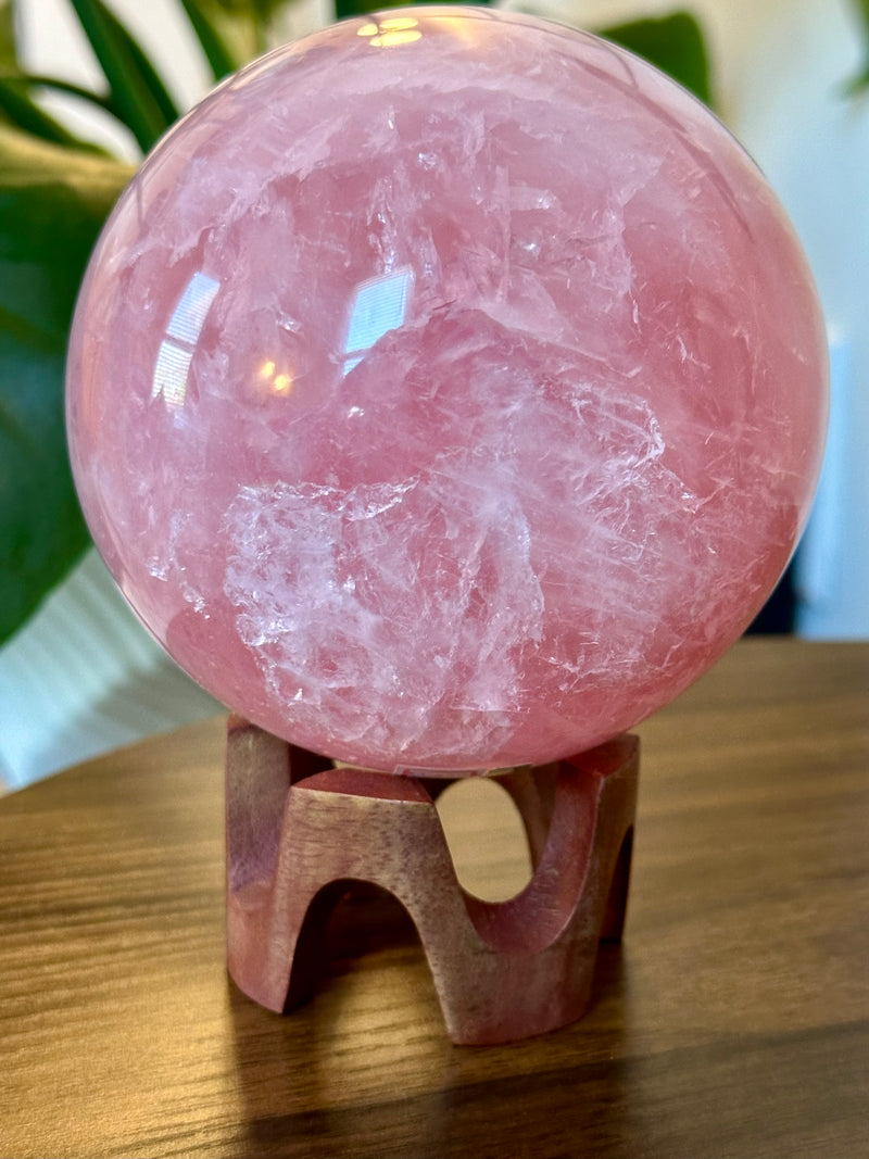 High Quality Extra Large Rose Quartz Sphere from Brazil. 3.5 lbs.