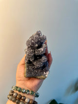 Stunning Black Galaxy Amethyst cluster from Paraguay. Cut base displays two ways.