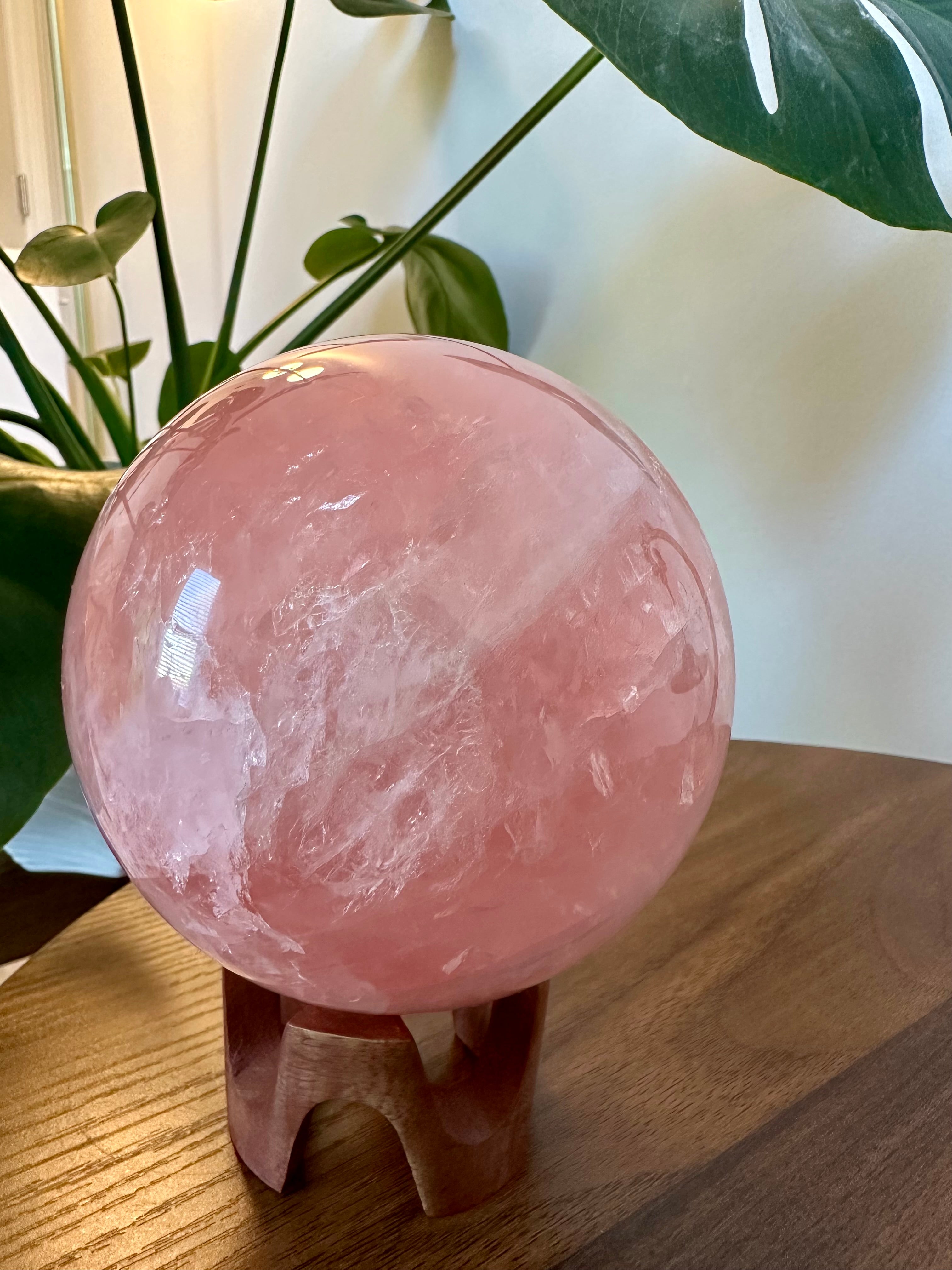 Gemmy Extra XL Rose Quartz Sphere from Brazil. Over 4lbs.