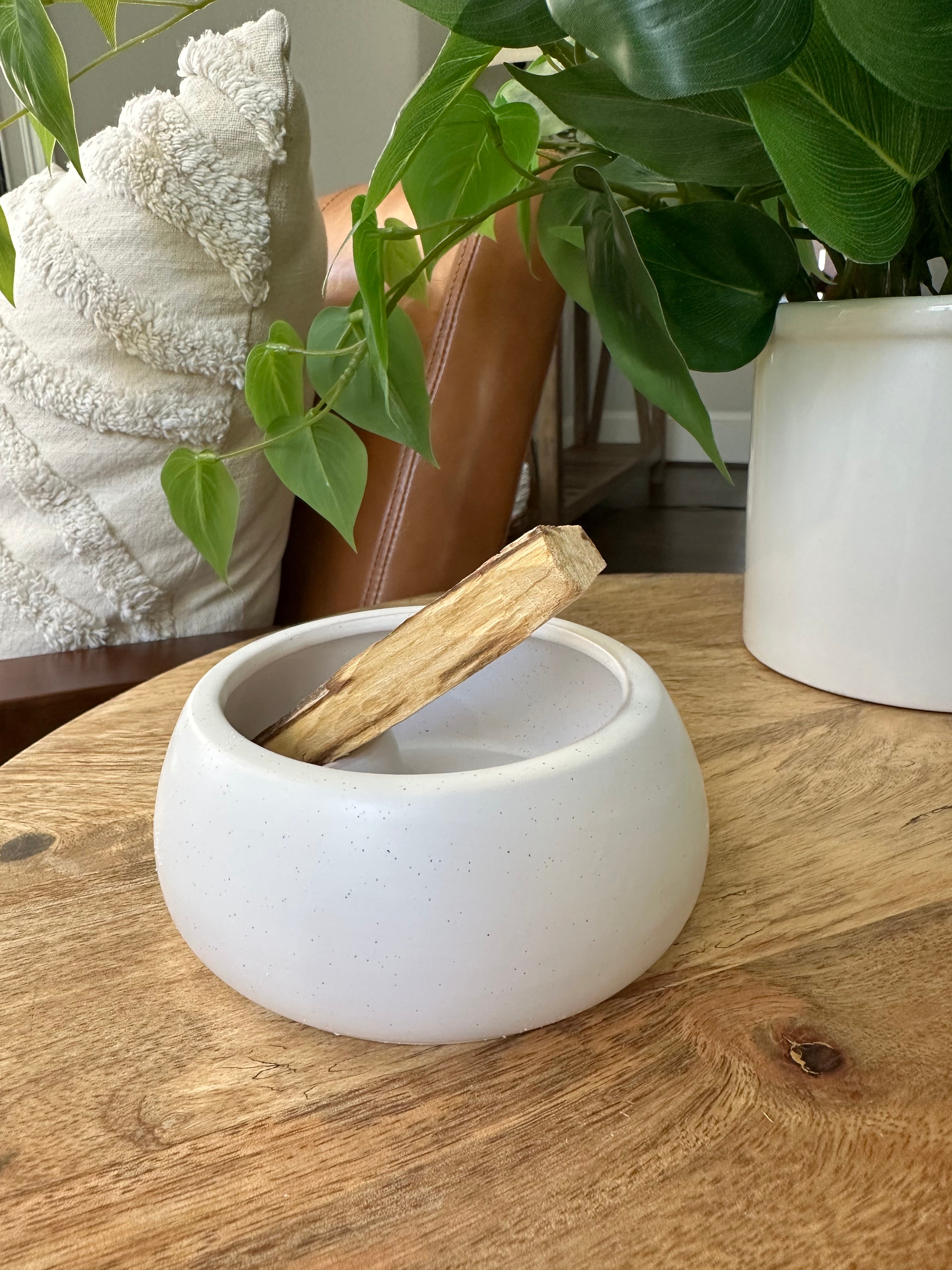 Large Handpainted Ceramic Burner Bowl for Palo Santo and Sage.