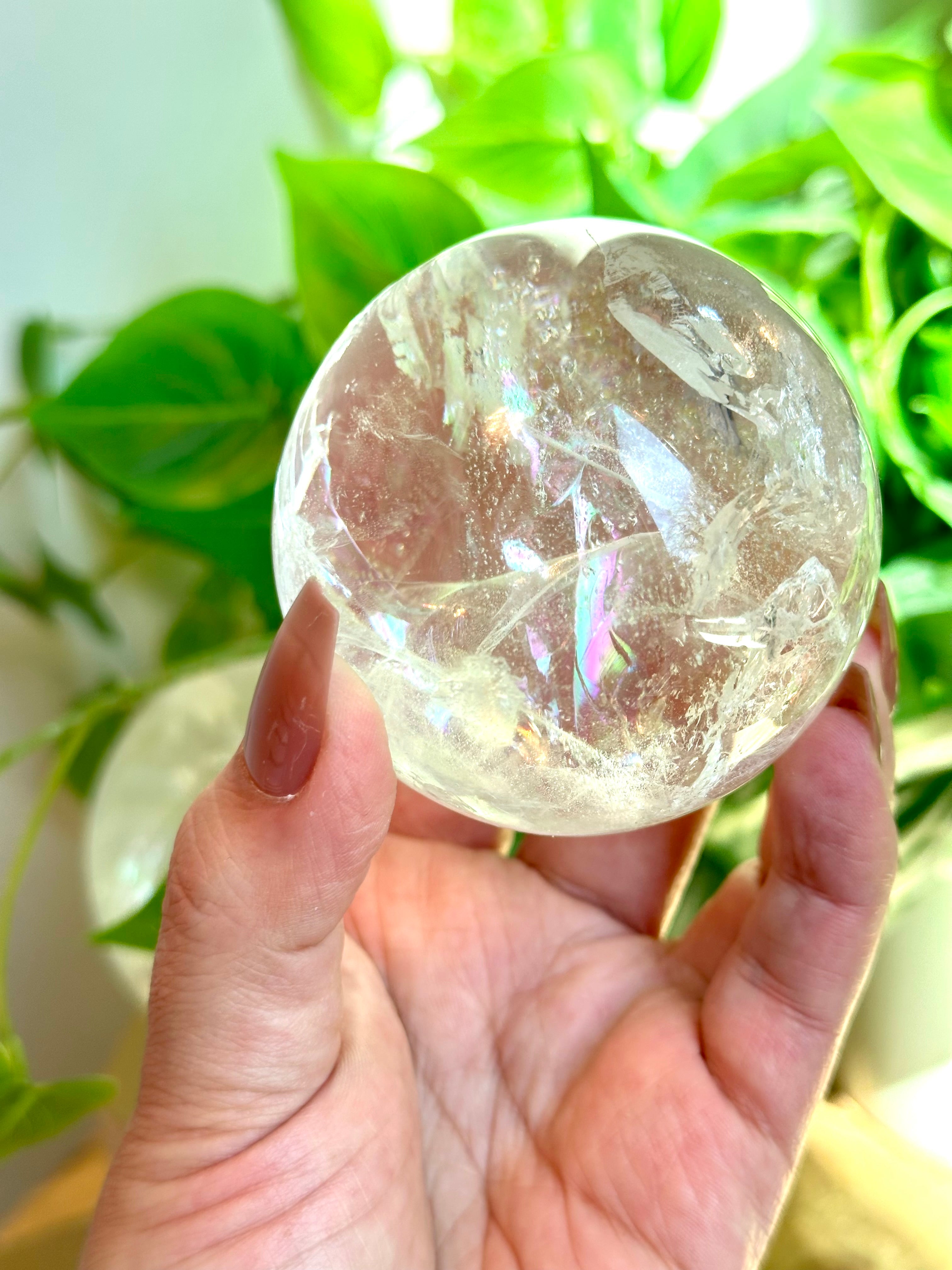 Beautiful Quartz Sphere with prominent Rainbows