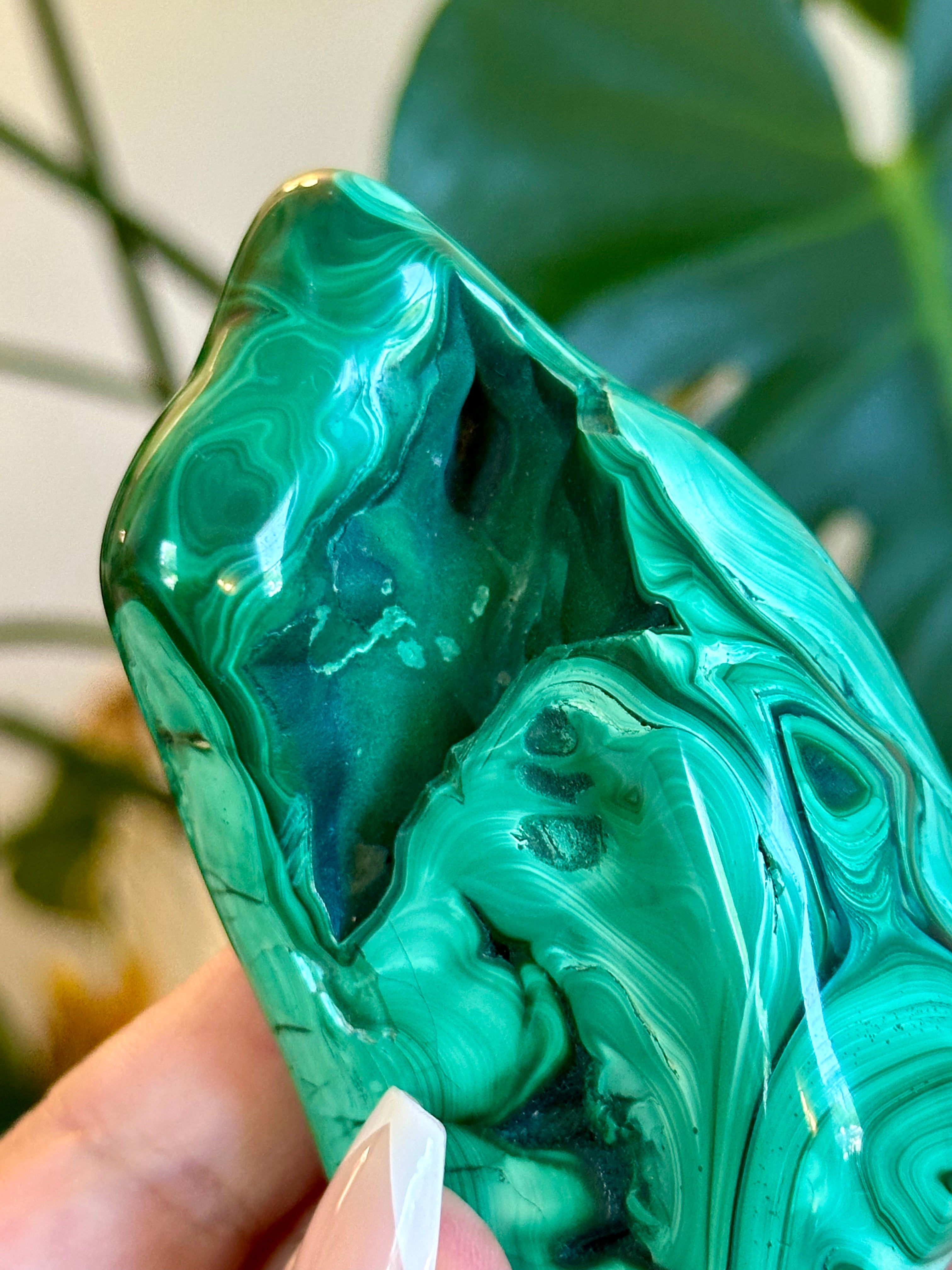 Vibrant and glossy Malachite Free Form from Congo.