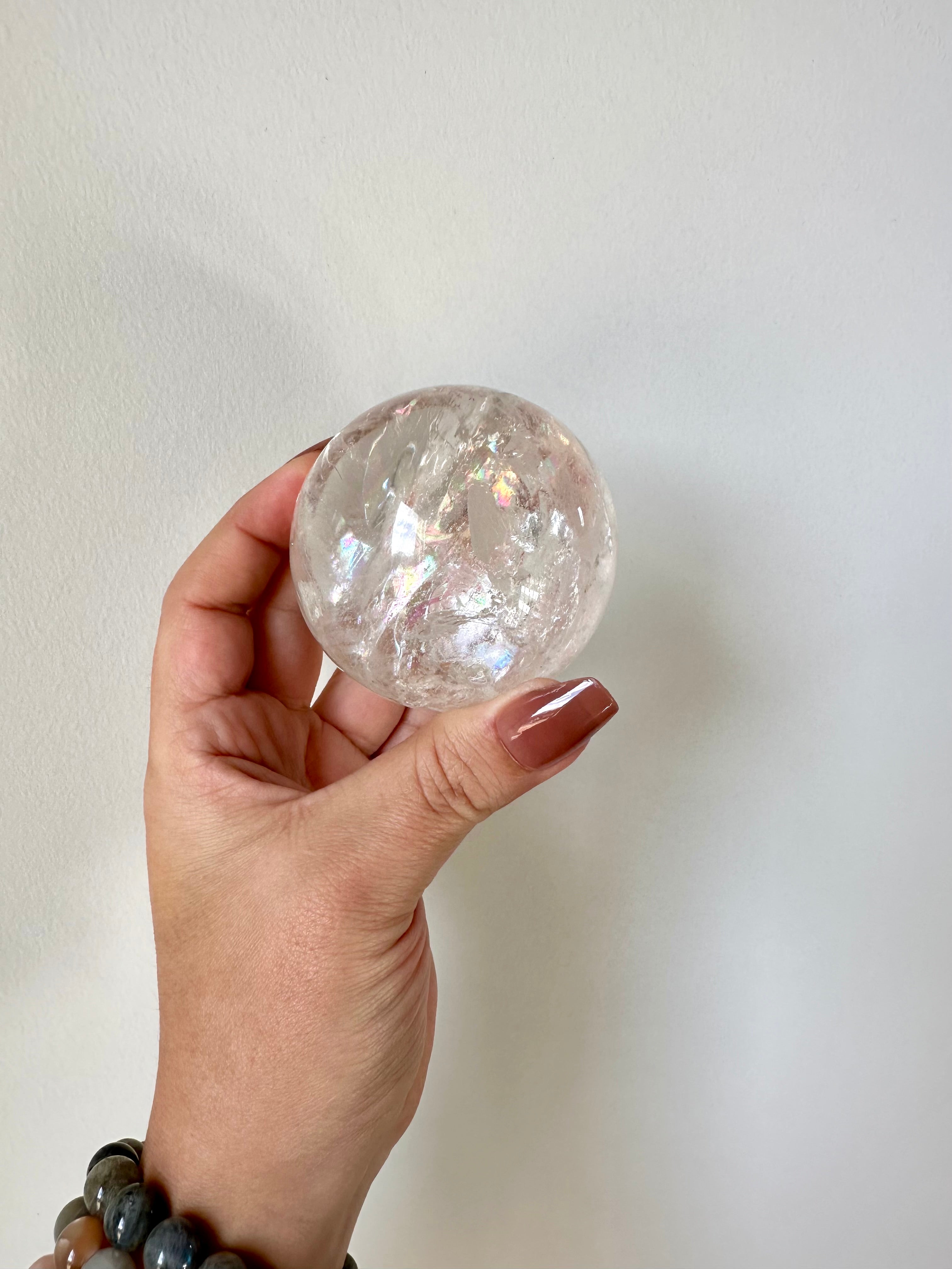 Beautiful Quartz Sphere with prominent Rainbows