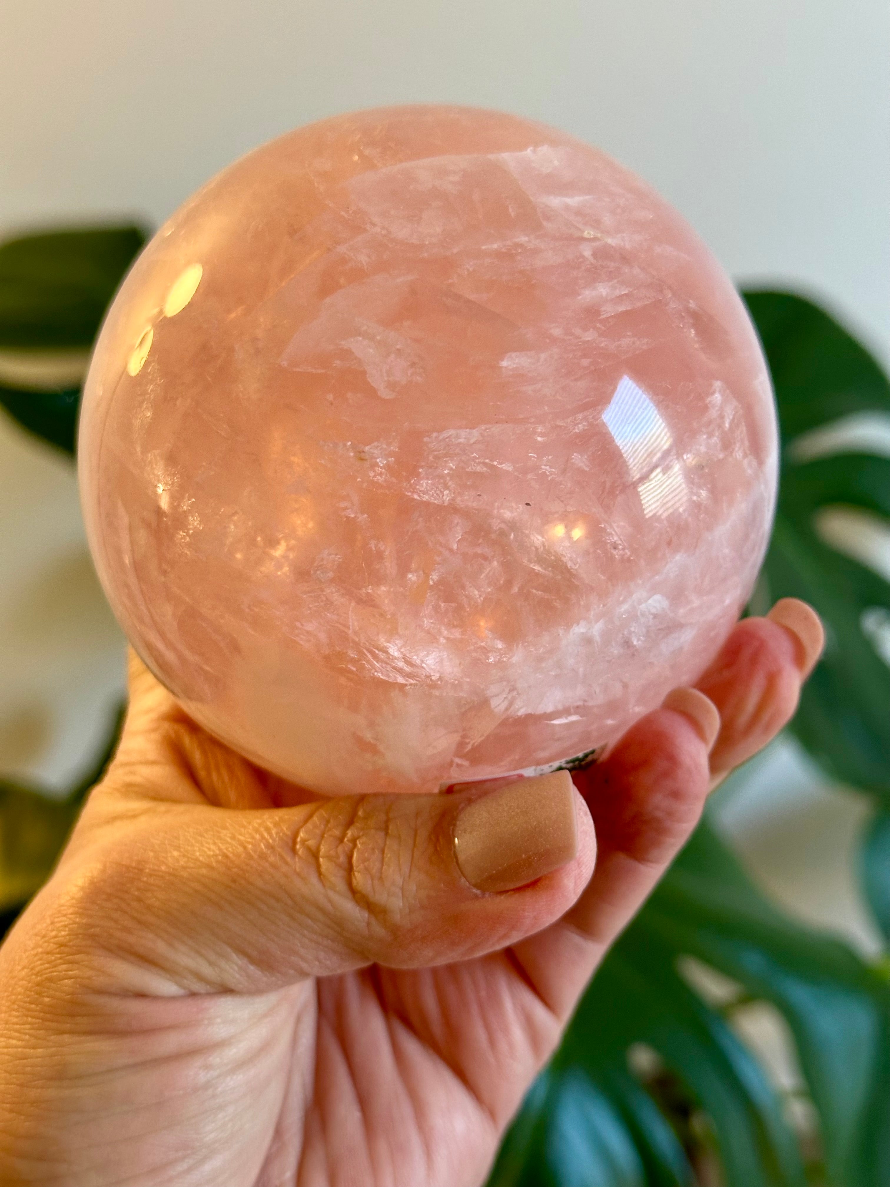 Exceptional Large Rose Quartz Sphere from Brazil. Over 2lbs.