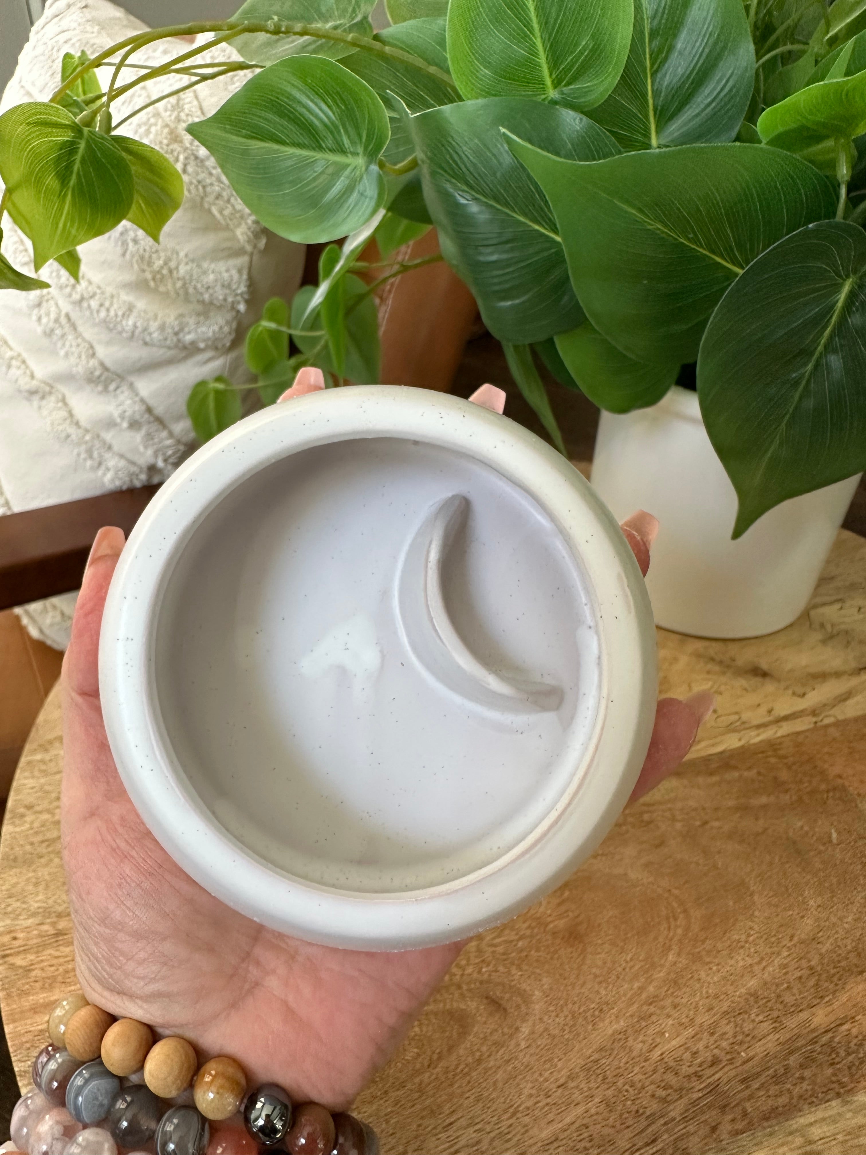 Large Handpainted Ceramic Burner Bowl for Palo Santo and Sage.