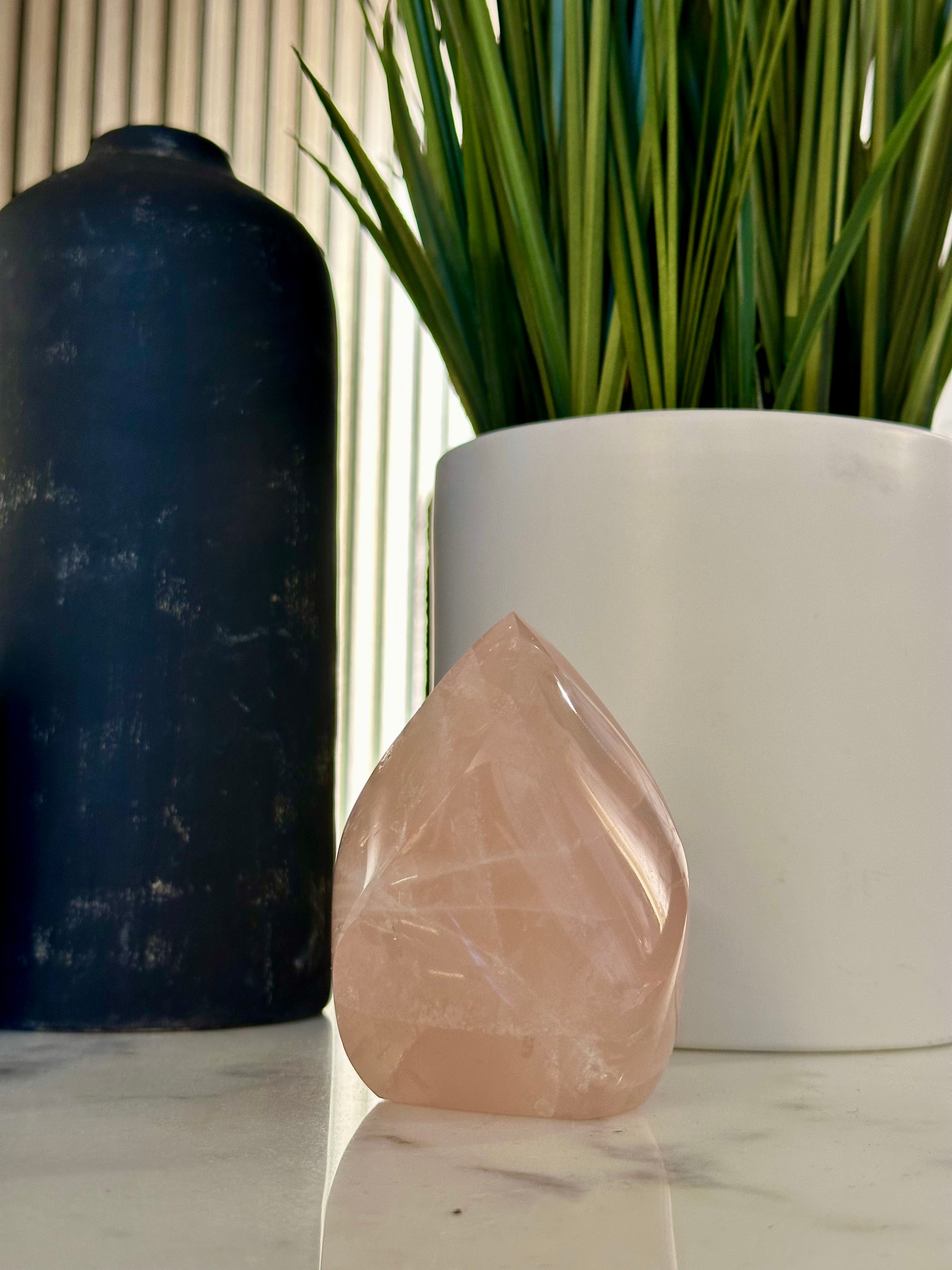 Rose Quartz medium polished Flame from Brazil.