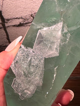 Extra Large Rare Fluorite Double Terminated Point with Cubic phantoms. Custom stand included. 1lb.14oz.